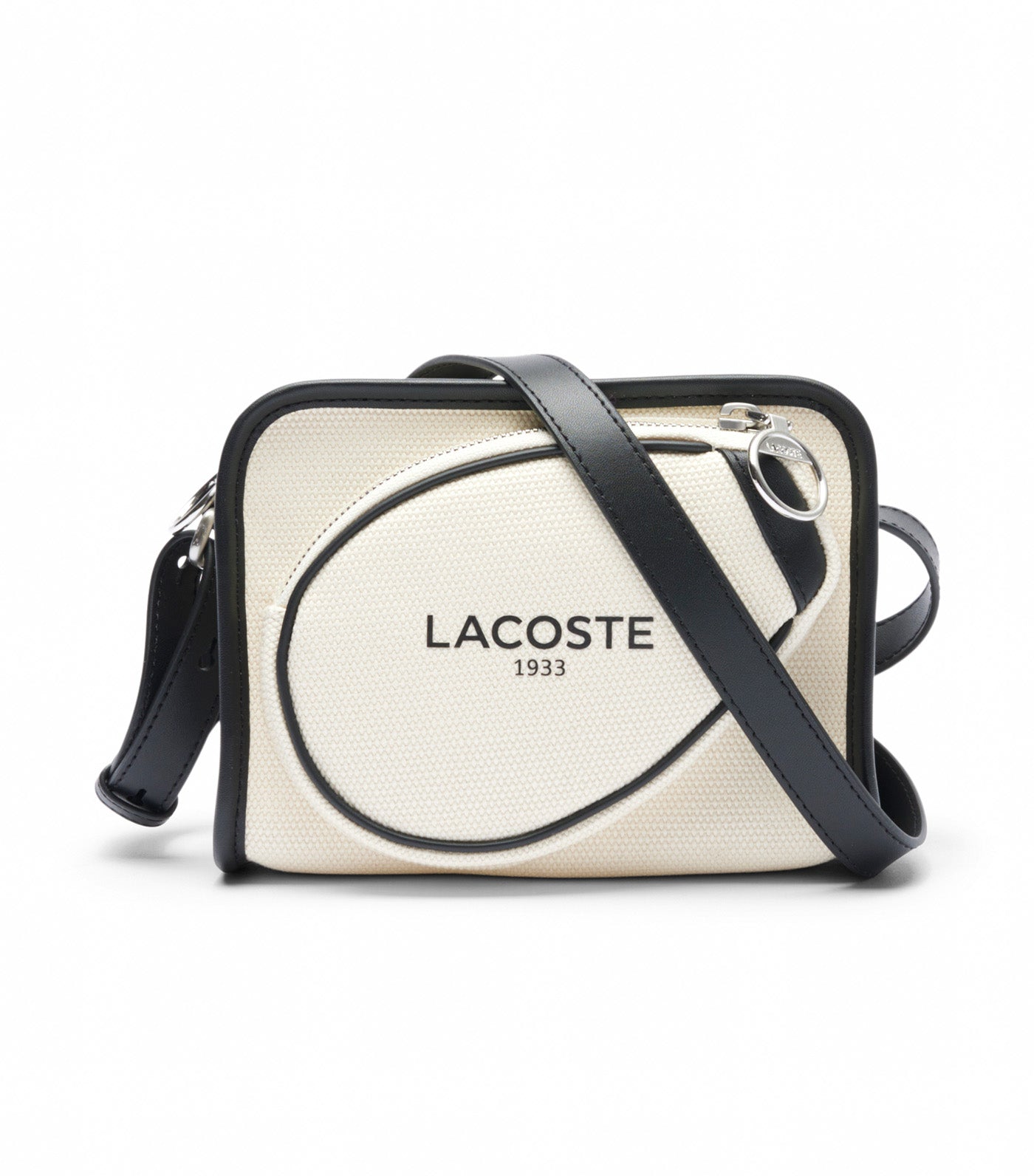 Heritage Canvas Tennis Style Textile Shoulder Bag Natural Noir