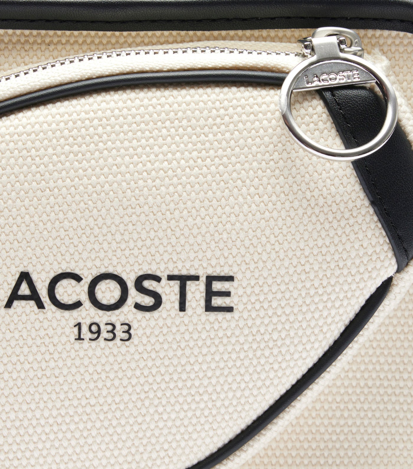 Heritage Canvas Tennis Style Textile Shoulder Bag Natural Noir