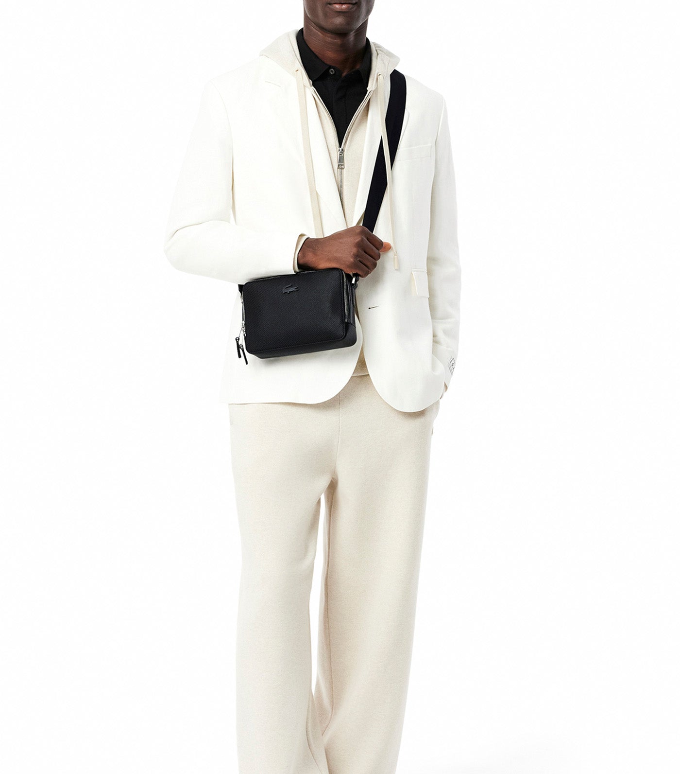 Lacoste Small Chantaco Leather Reporter Bag Noir | Rustan's