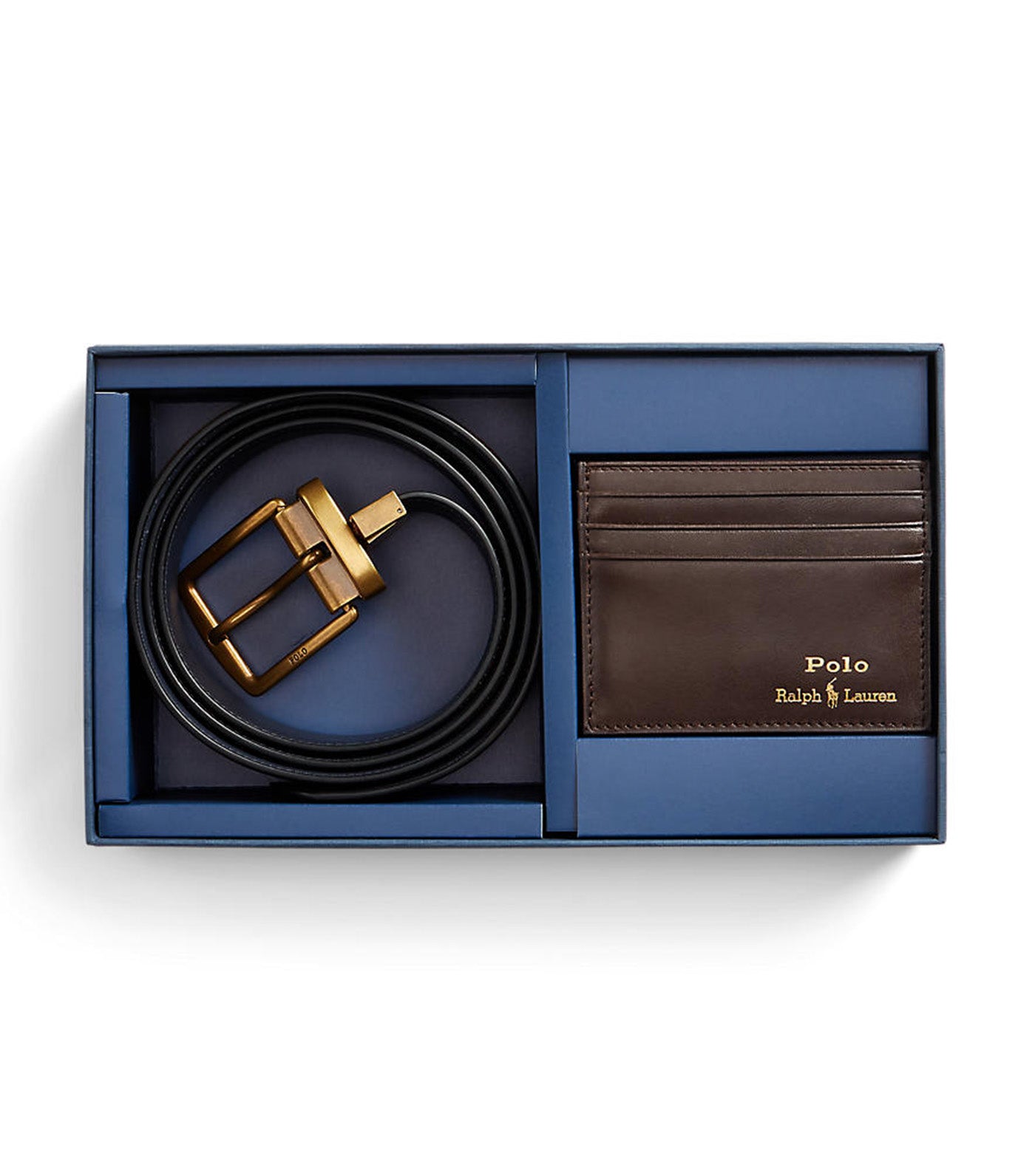 Men's Leather Belt and Card Case Gift Set