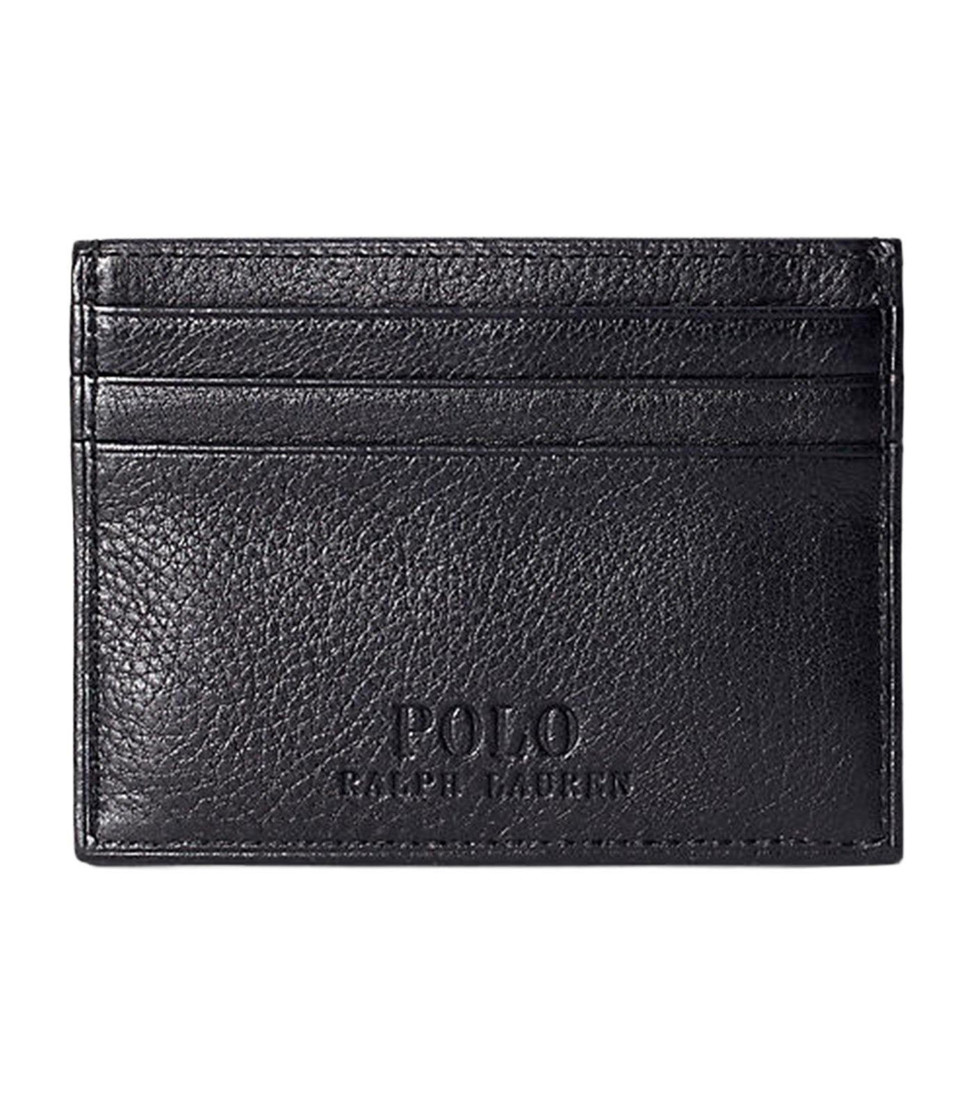 Men's Pebbled Leather Card Case Black