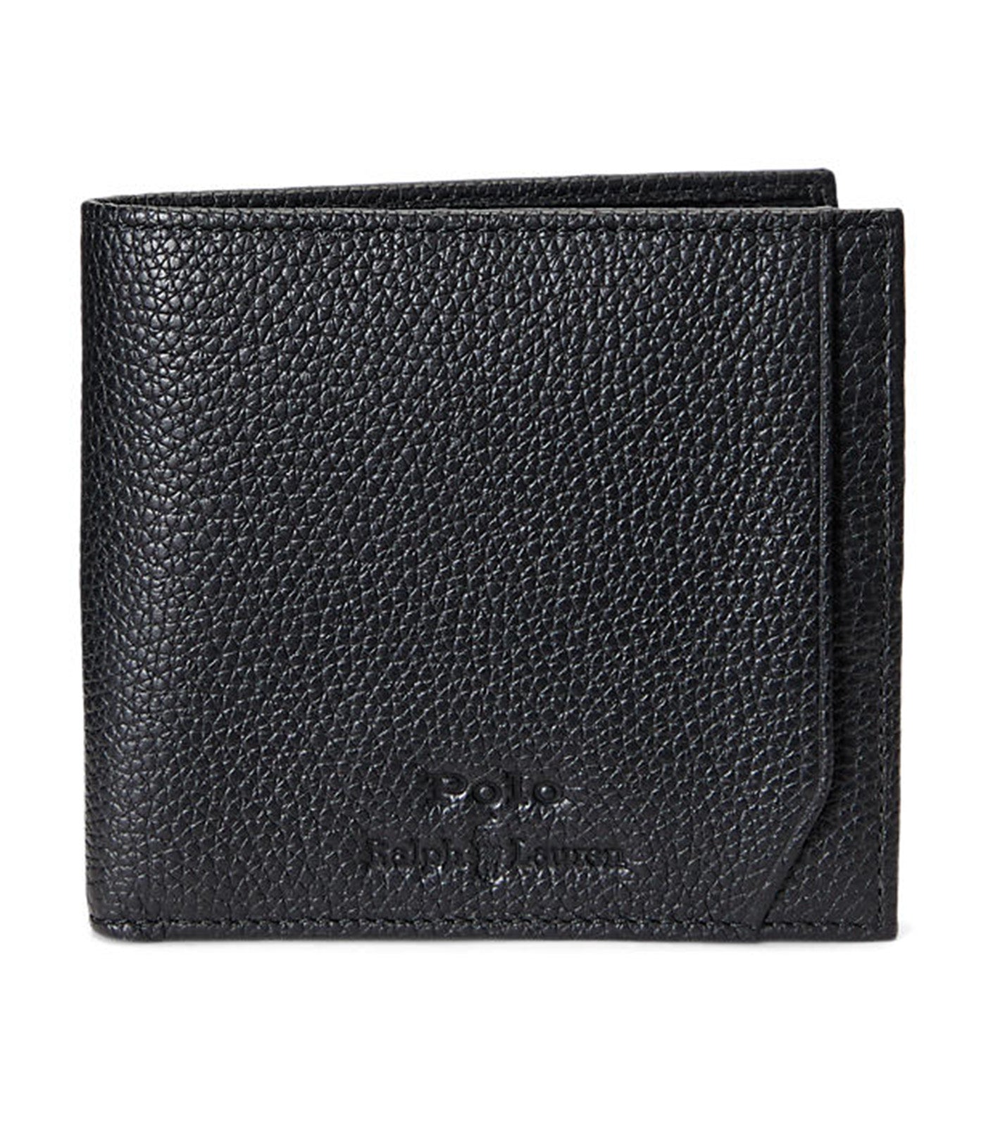 Men's Pebbled Leather Billfold Coin Wallet Black