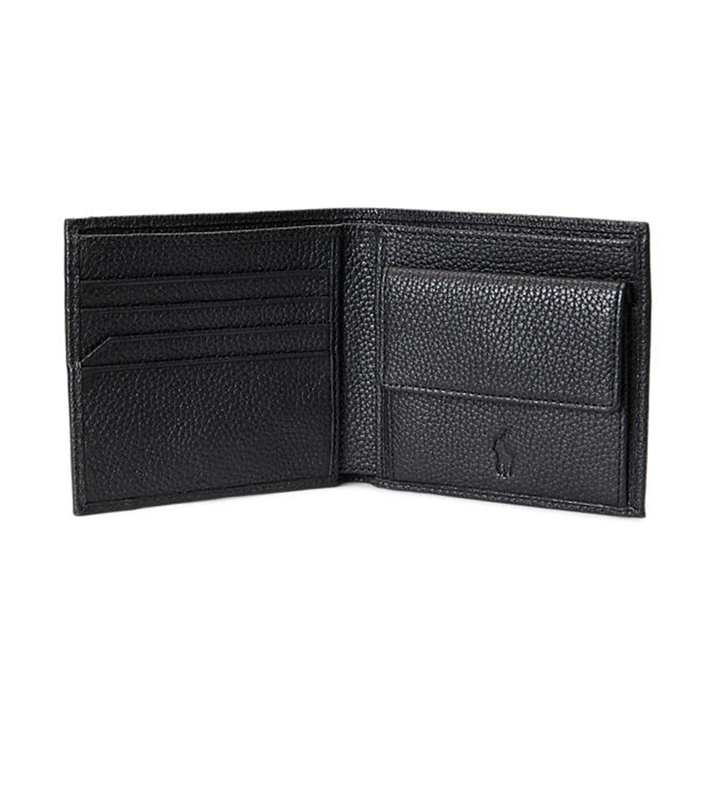 Men's Pebbled Leather Billfold Coin Wallet Black