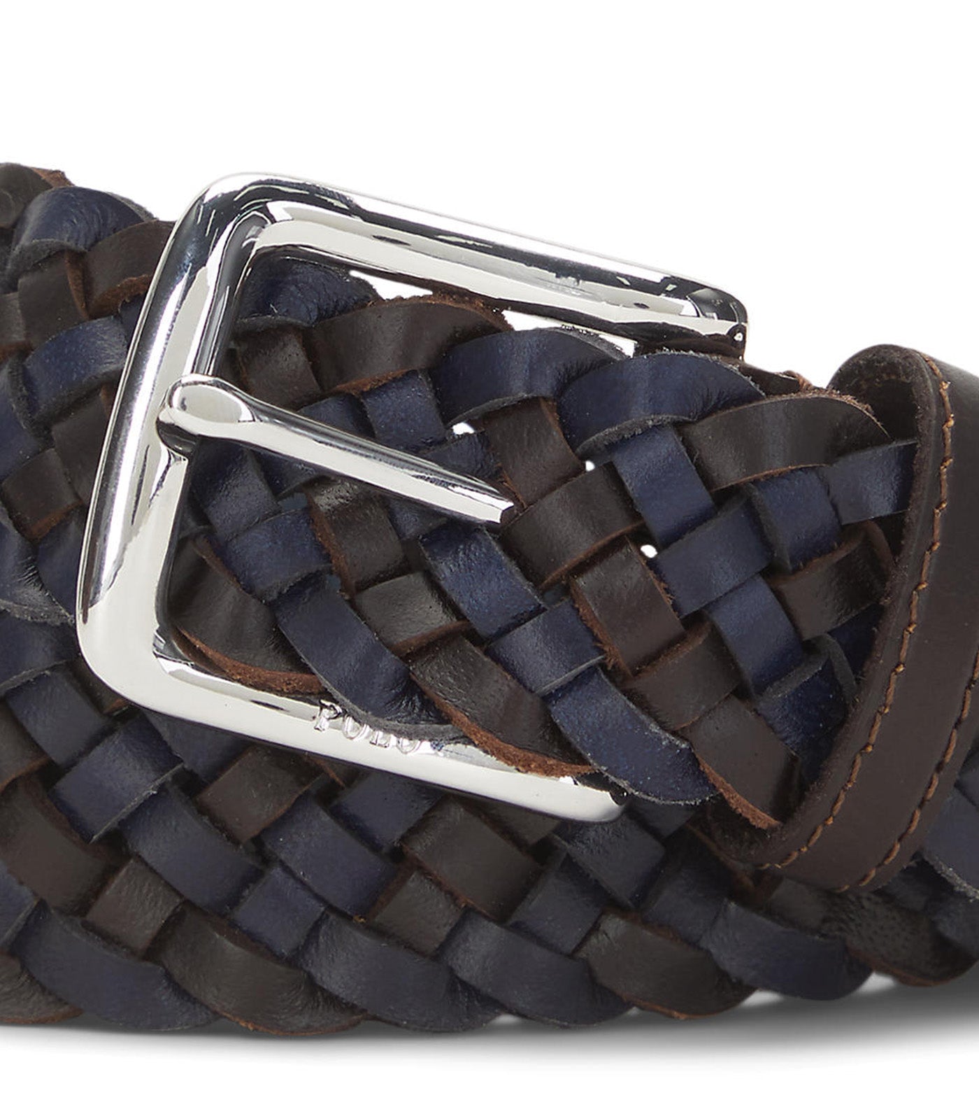 Men's Braided Leather Belt Navy/Dark Brown