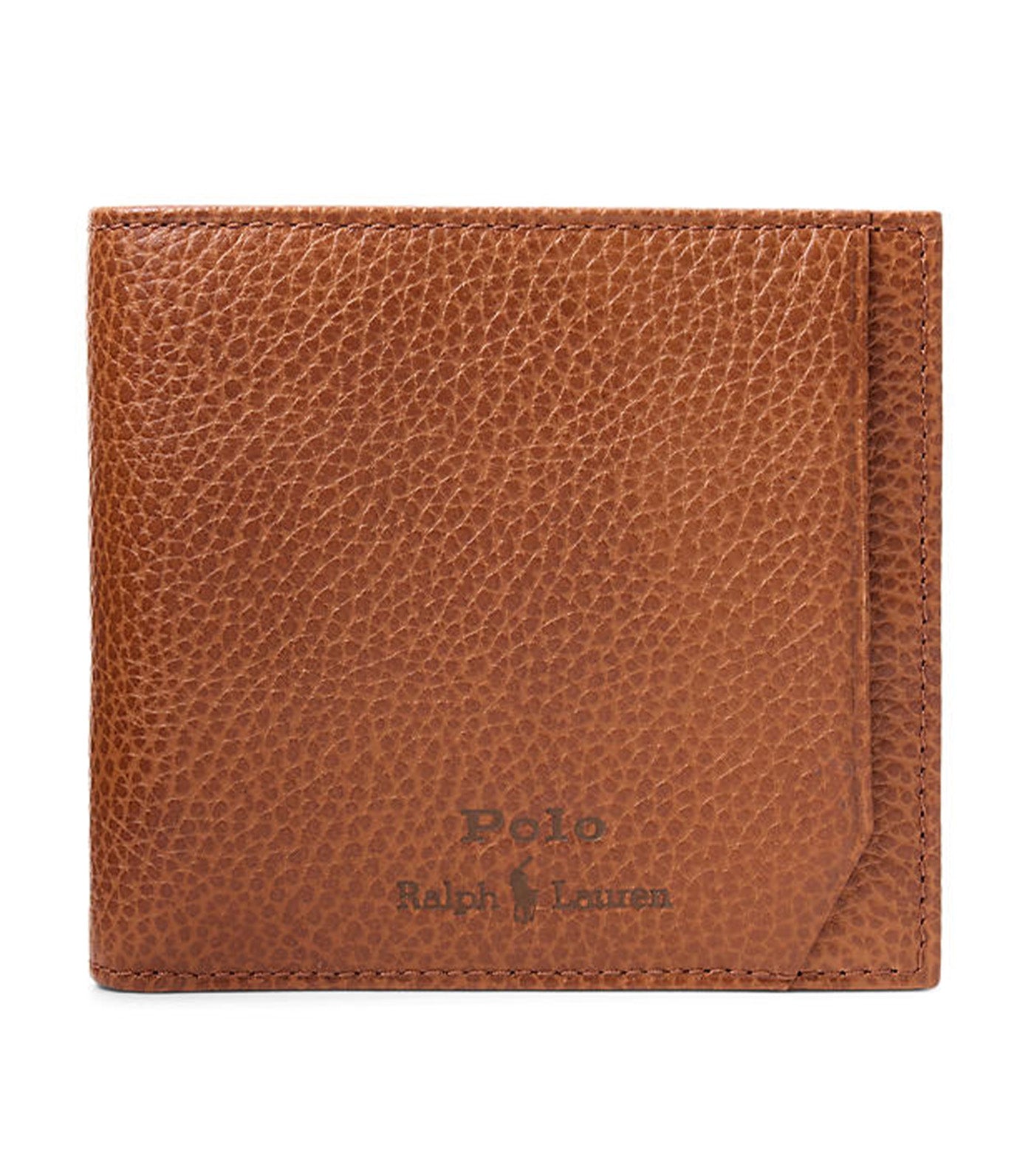 Men's Pebbled Leather Billfold Coin Wallet Saddle