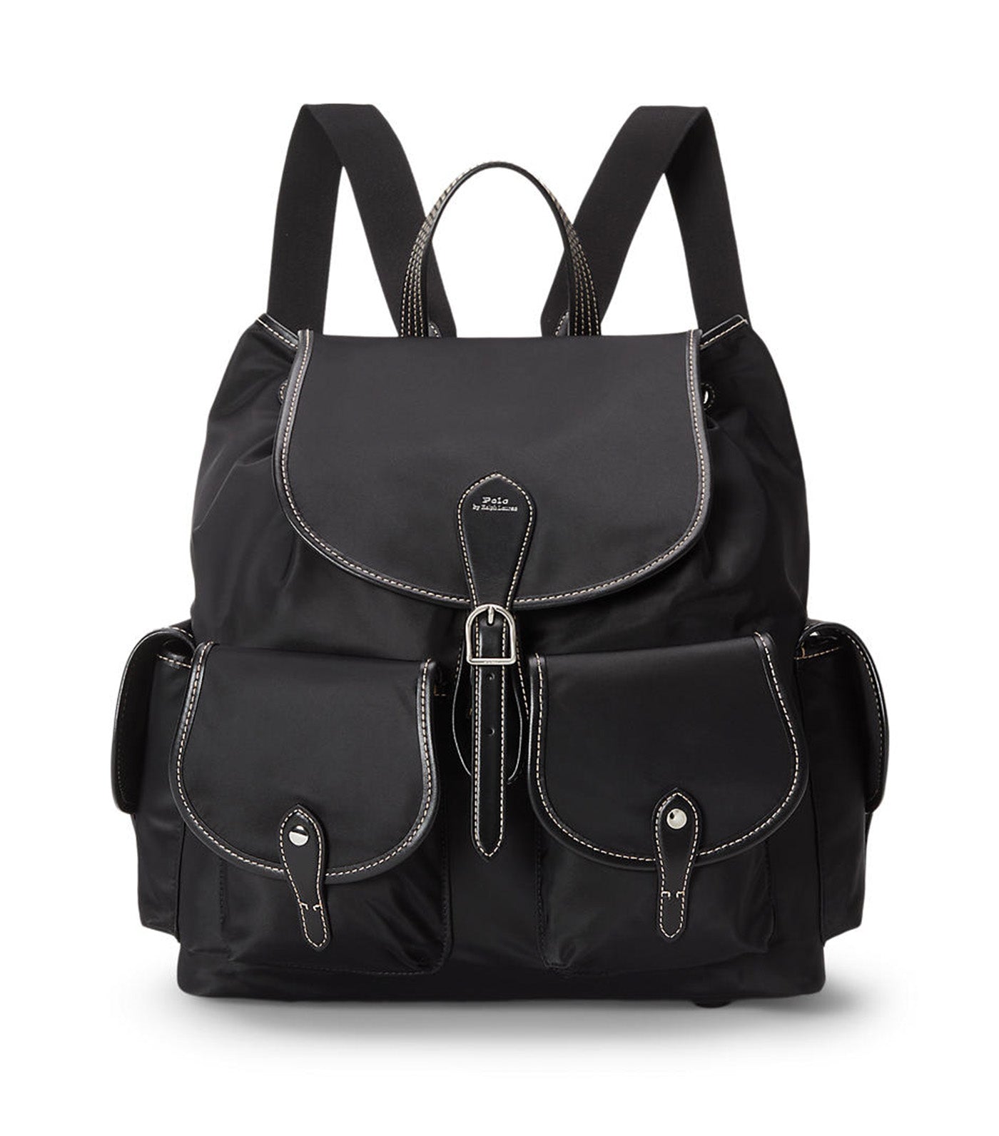 Women's Leather-Trim Twill Bellport Backpack Black