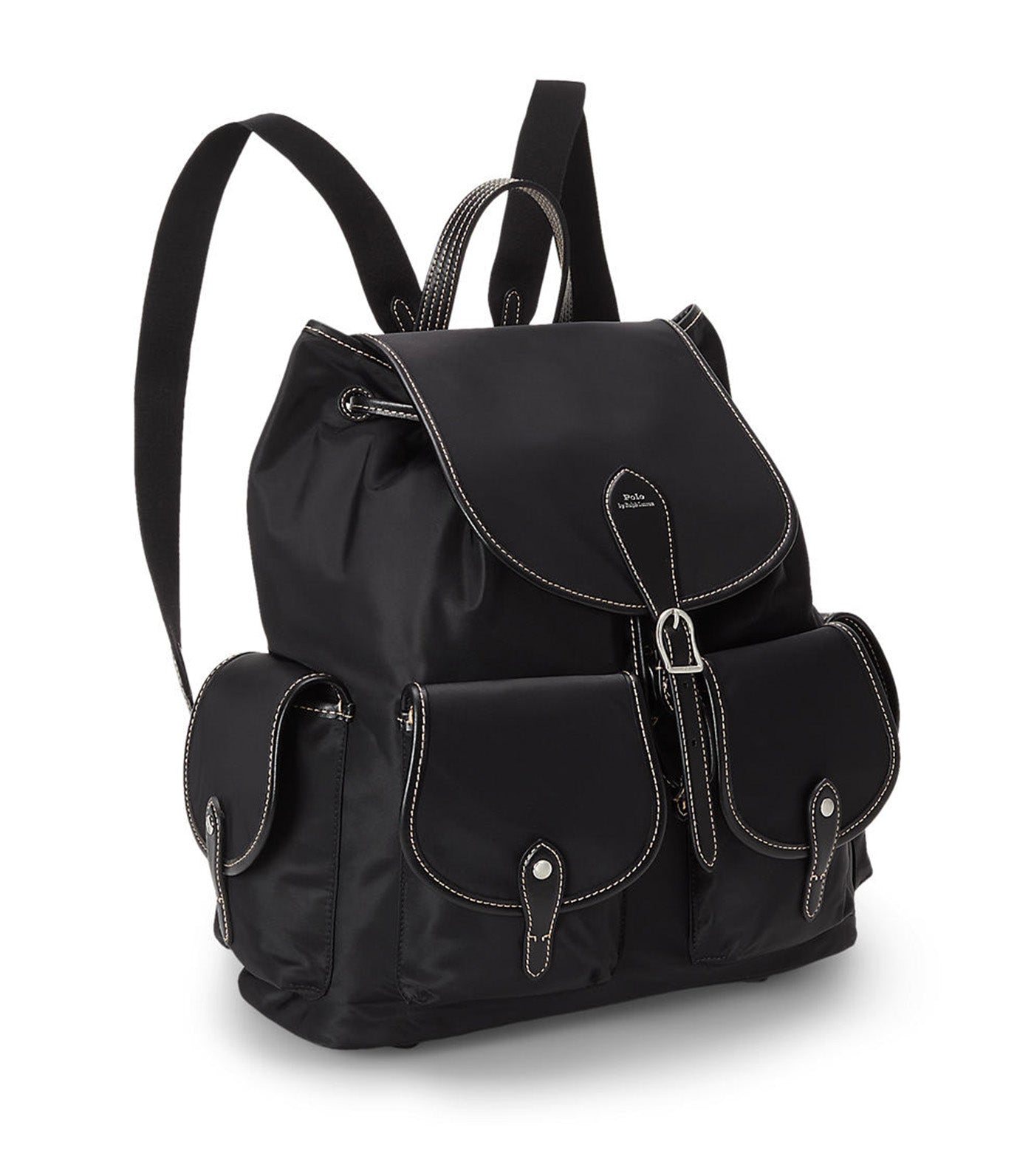 Women's Leather-Trim Twill Bellport Backpack Black