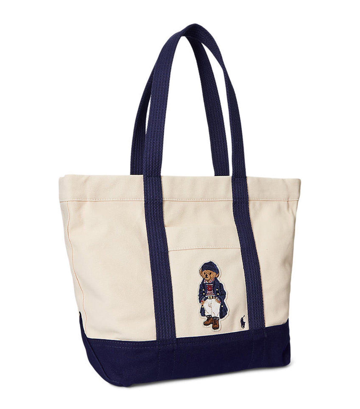 Women's Polo Bear Canvas Medium Tote Ecru/Navy