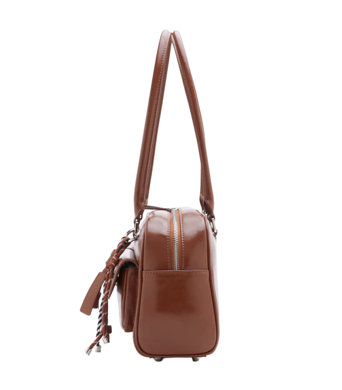 Jaida Elongated Handle Shoulder Bag Brown