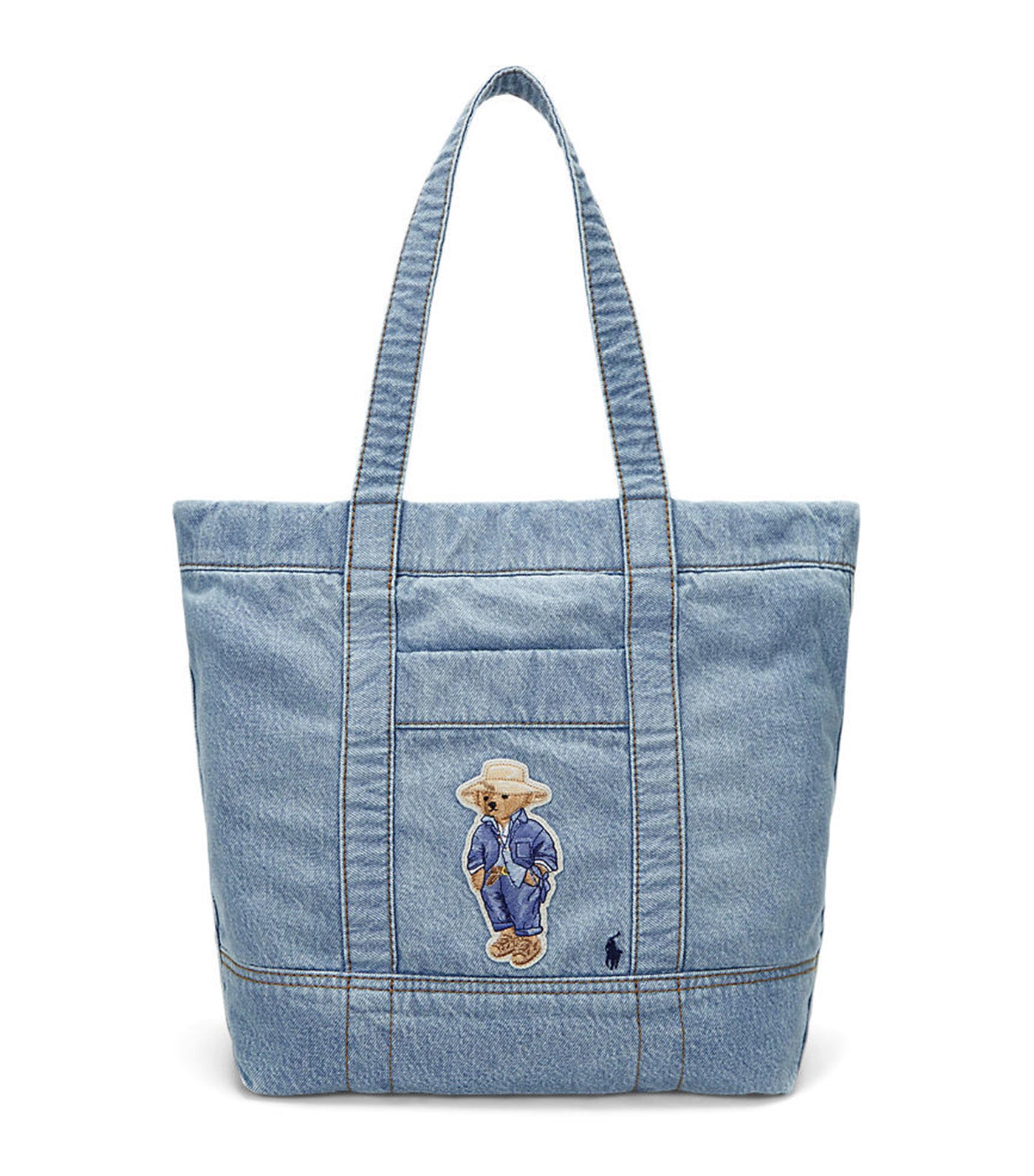 Women's Polo Bear Denim Medium Tote Washed Denim
