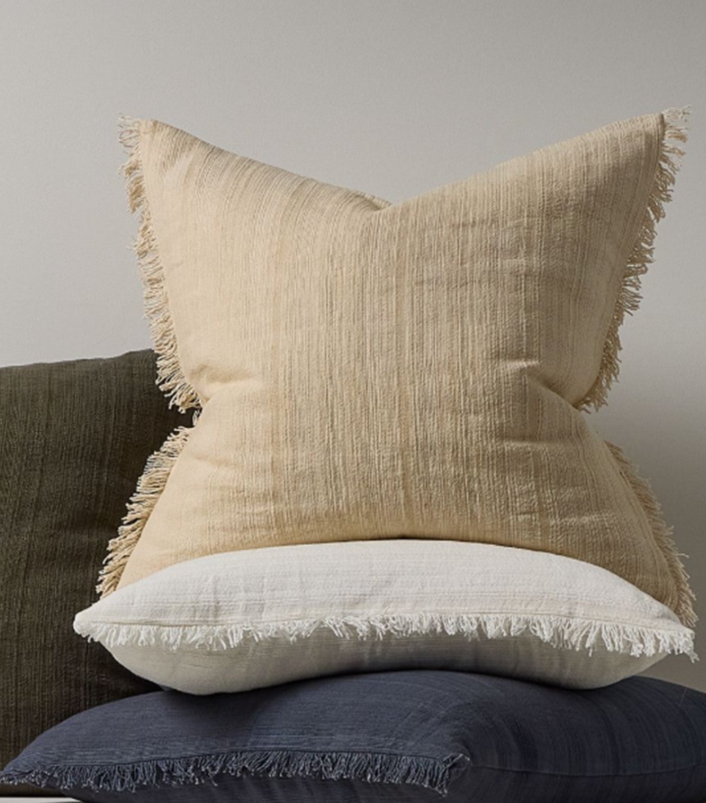 Textured Fringe Pillow Cover