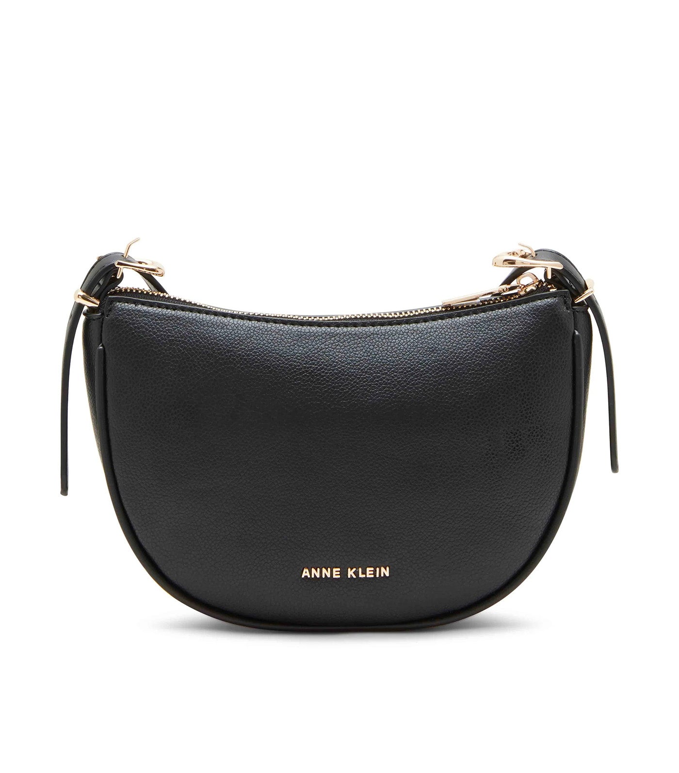 Sculpted Buckle Half Moon Crossbody Black