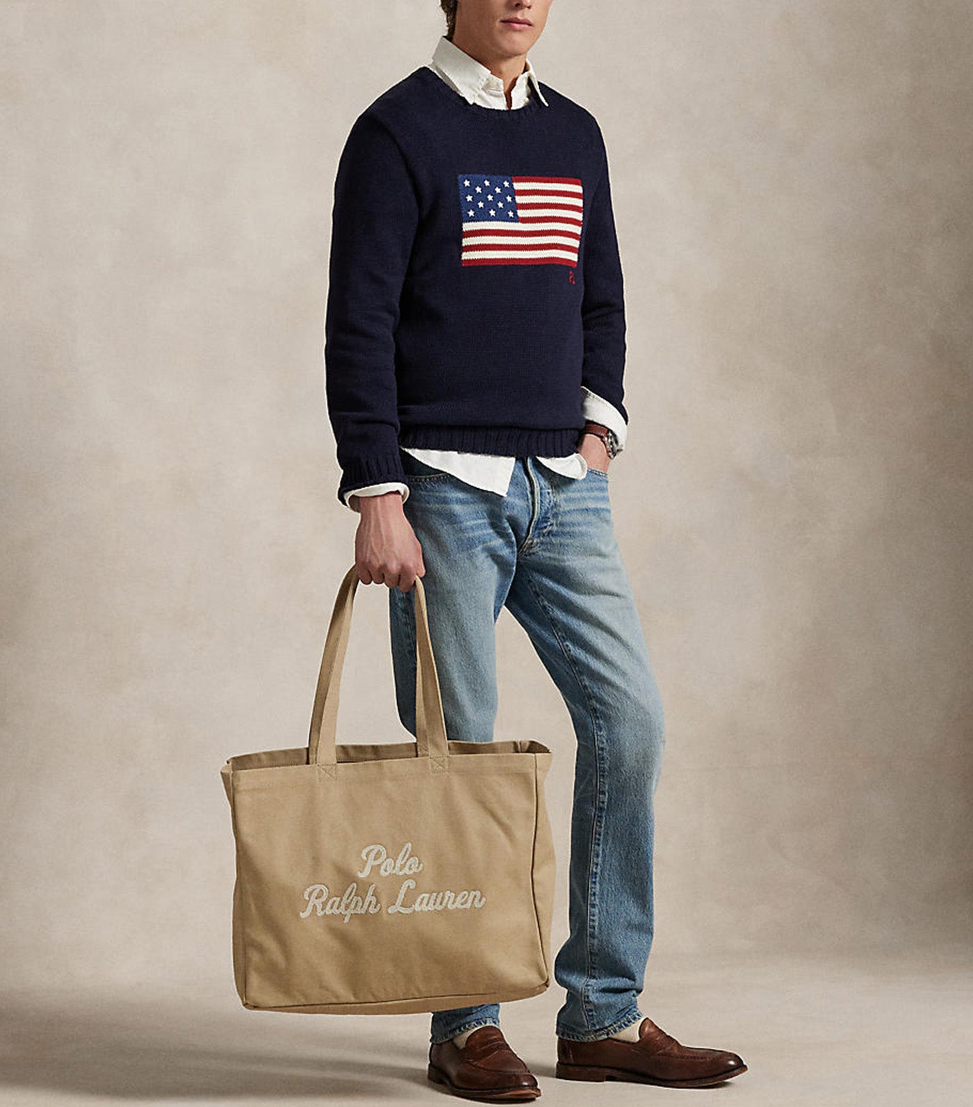 Men's Embroidered Canvas Tote