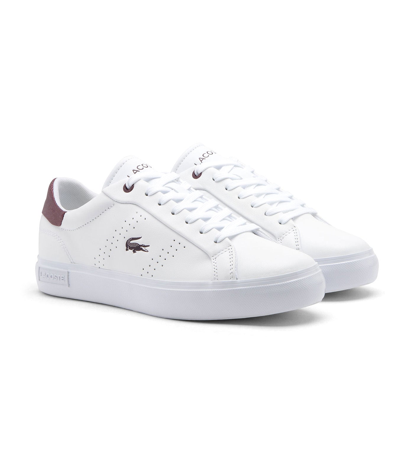 Lacoste Women's Powercourt 2.0 Leather Sneakers White/Dark Purple
