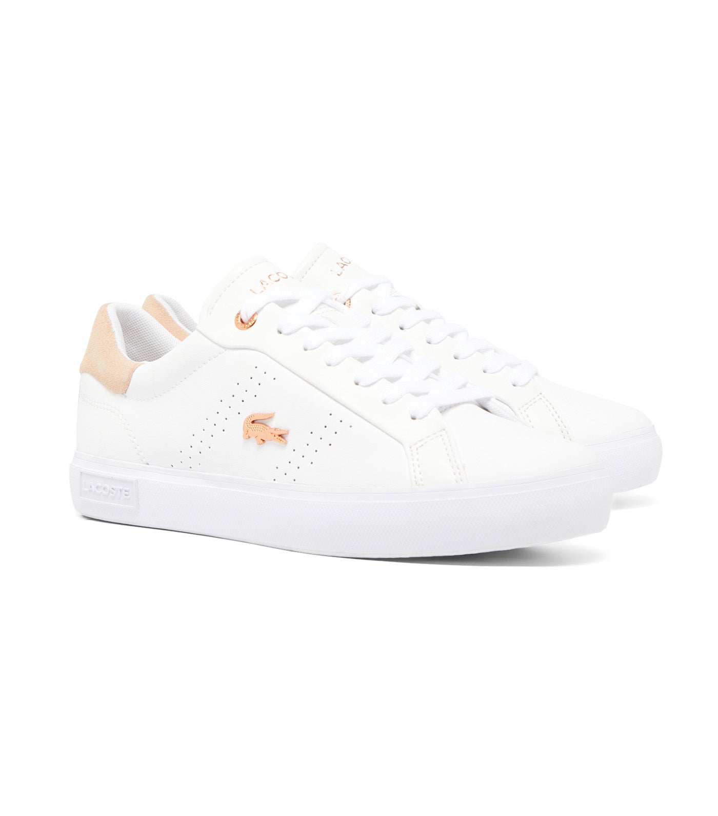 Lacoste Women's Powercourt 2.0 Leather Sneakers White/Light Pink