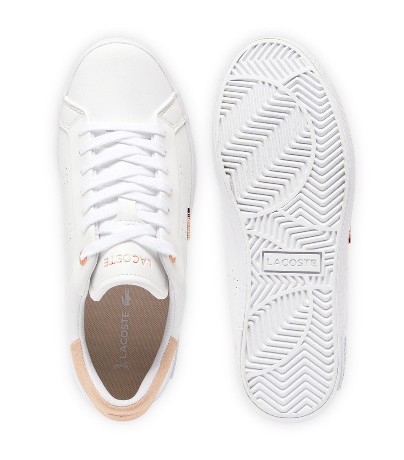 Lacoste Women's Powercourt 2.0 Leather Sneakers White/Light Pink