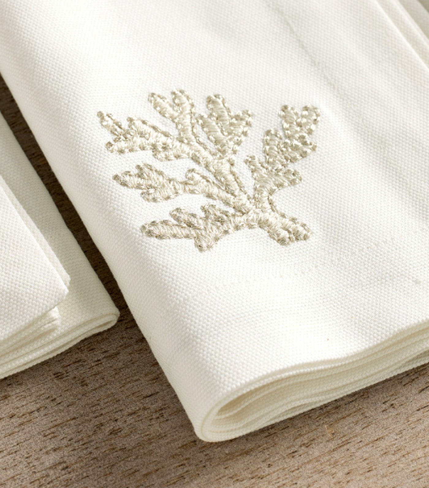 Coral Shimmer Embroidered Cotton Napkins Set of 4
