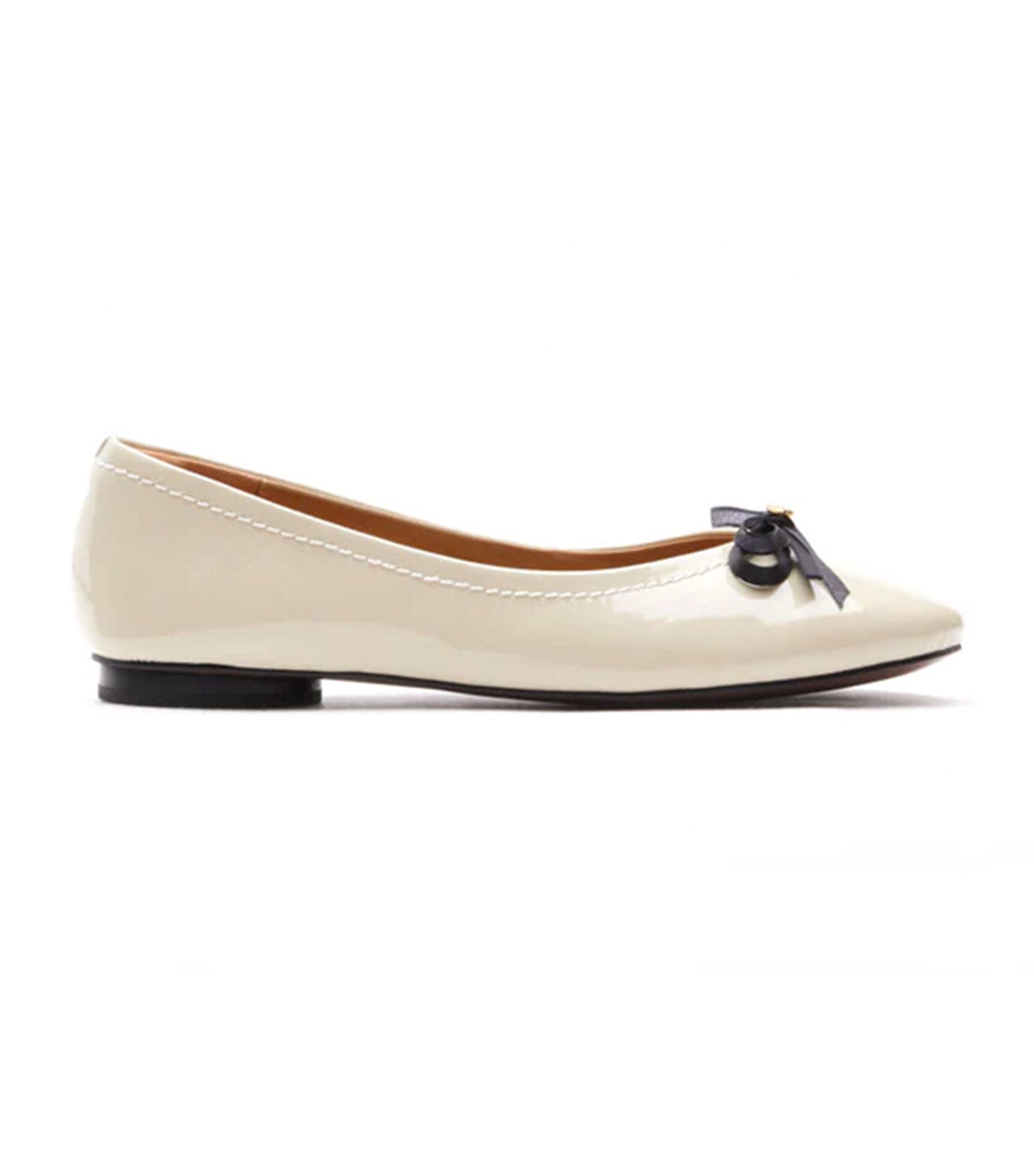 Pia Patent Accented Bow Flats Beige