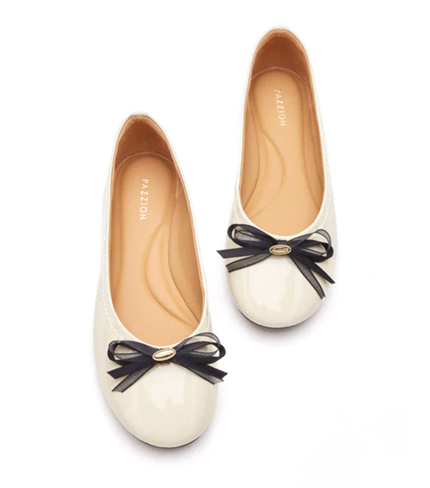 Pia Patent Accented Bow Flats Beige