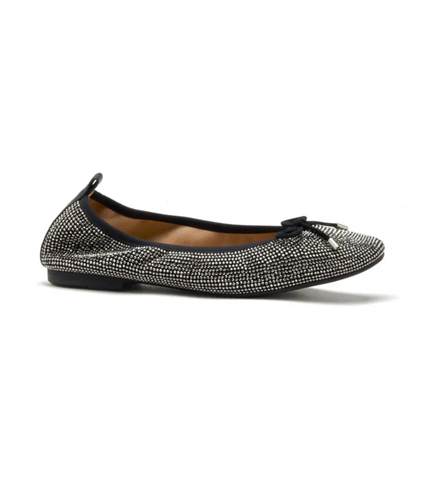 Marcelina Crystal Embellished Bow Flats Black