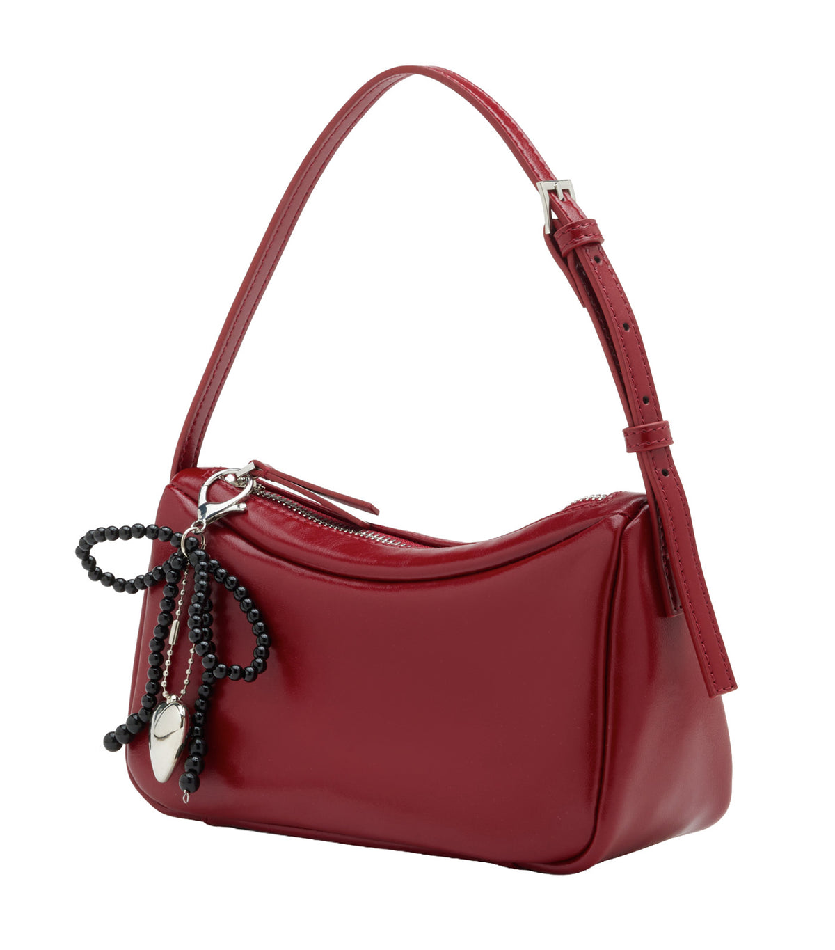 Luna Bow-Charm Slouchy Bag Red