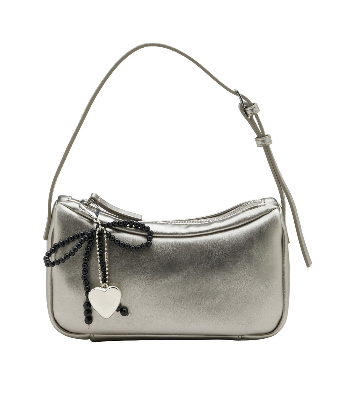 Luna Bow-Charm Slouchy Bag Silver