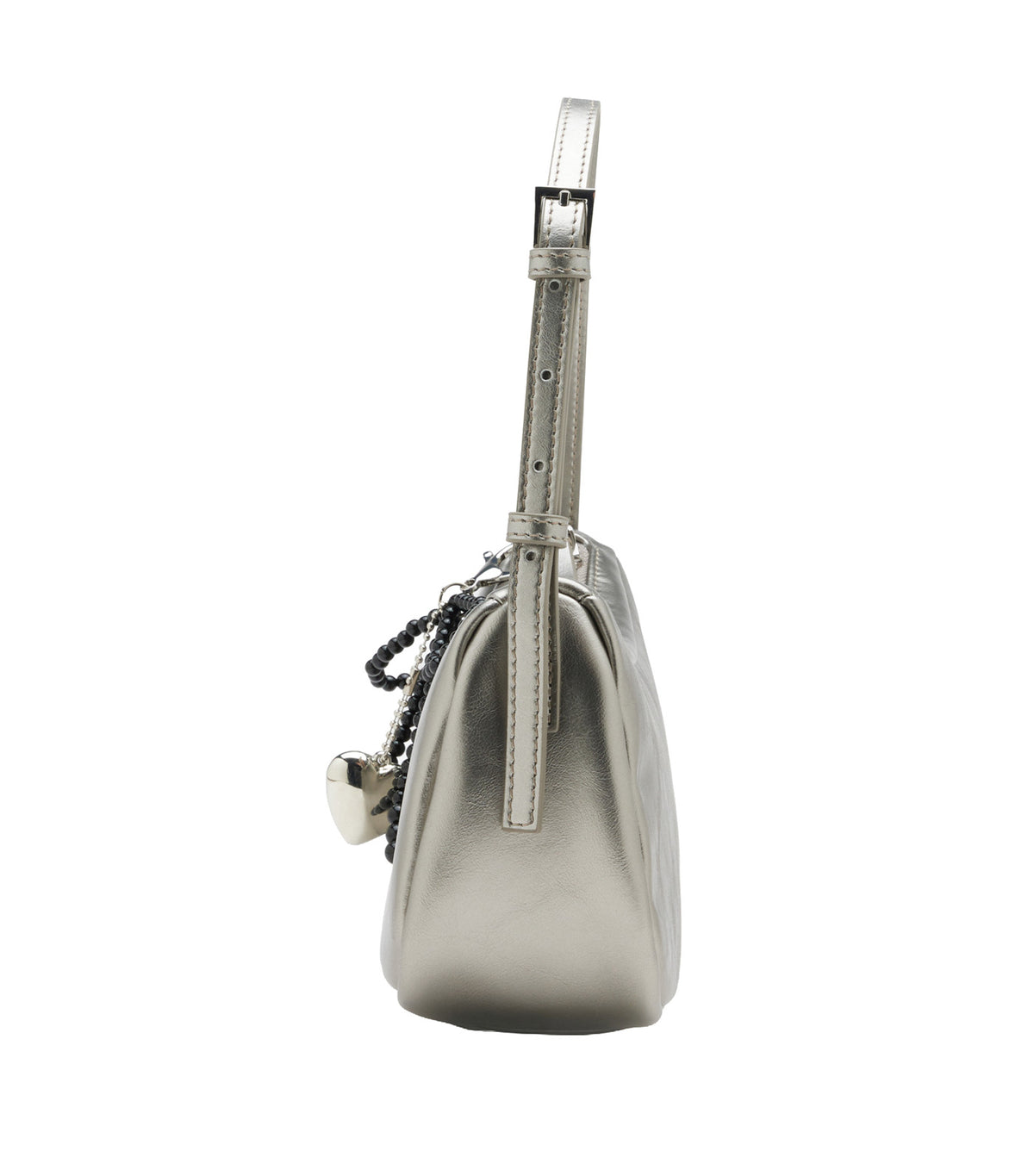 Luna Bow-Charm Slouchy Bag Silver