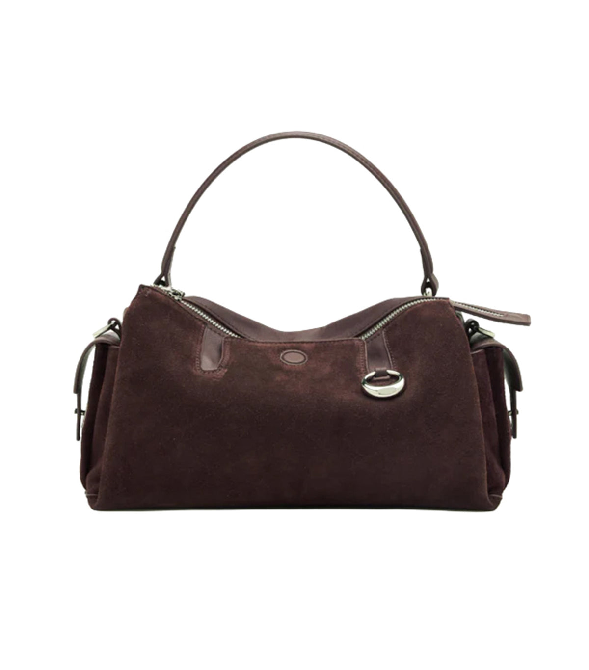 Sevila Suede Leather Satchel Dark Brown