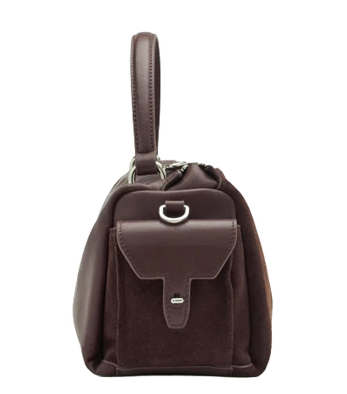 Sevila Suede Leather Satchel Dark Brown