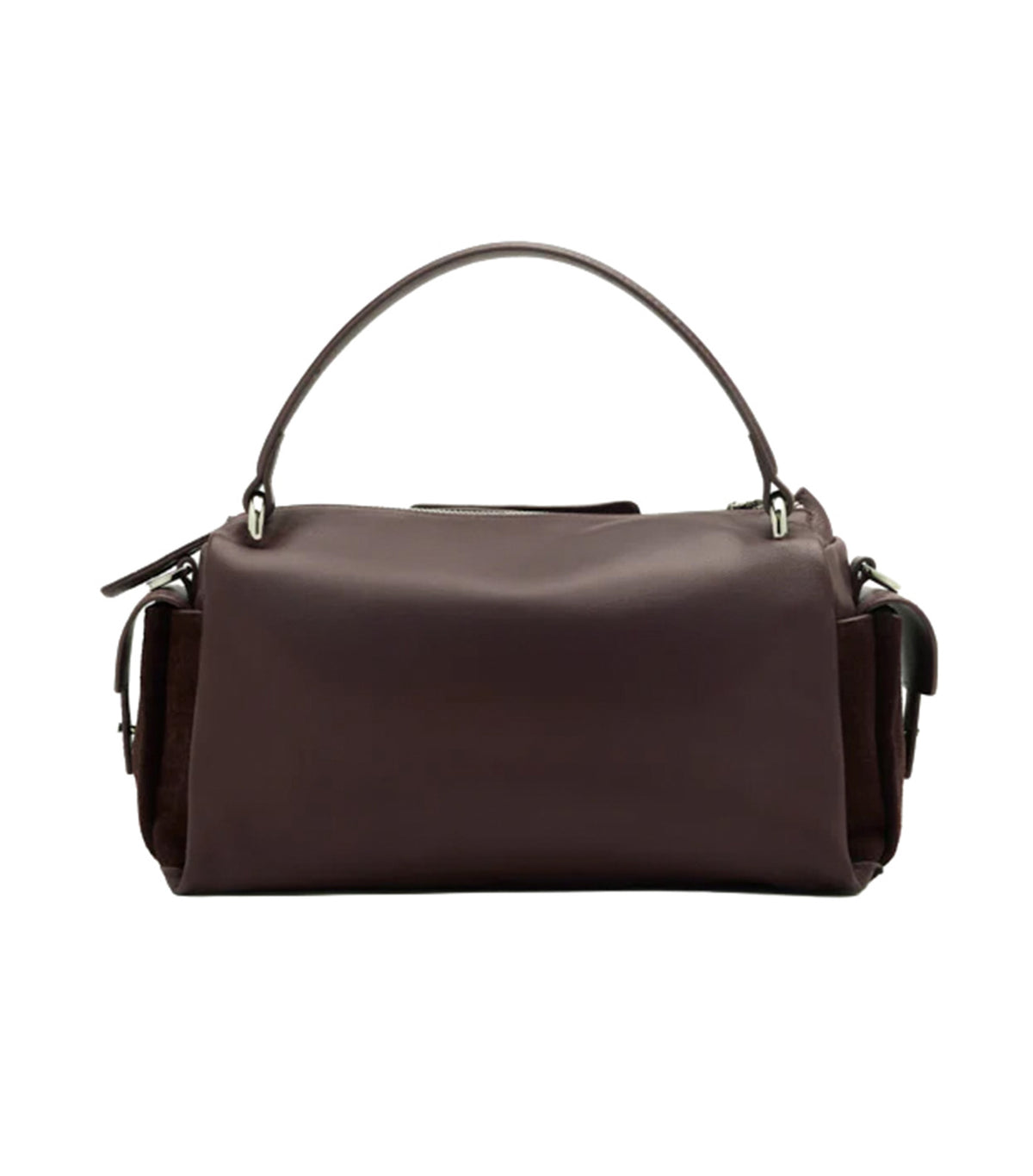 Sevila Suede Leather Satchel Dark Brown