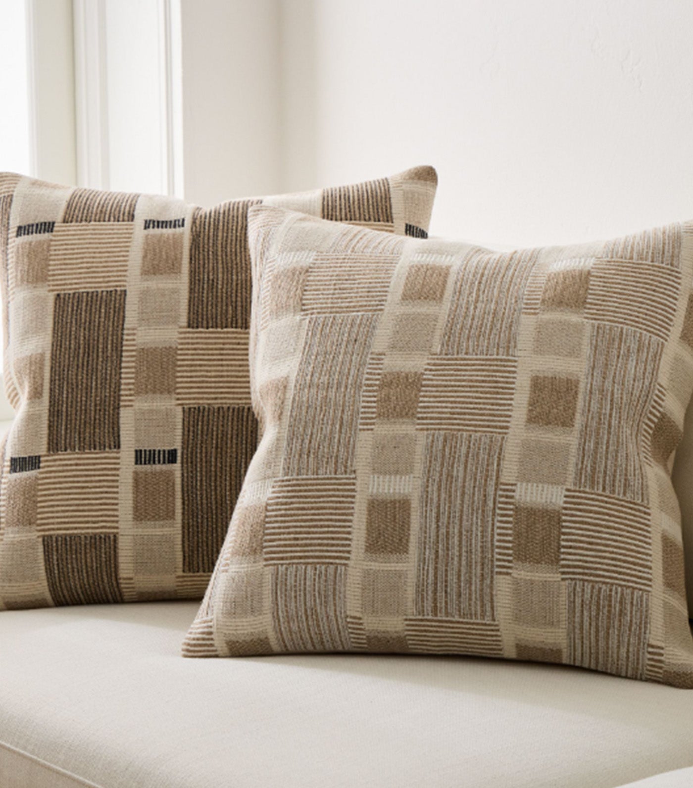 Layered Blocks Pillow Cover White/Natural