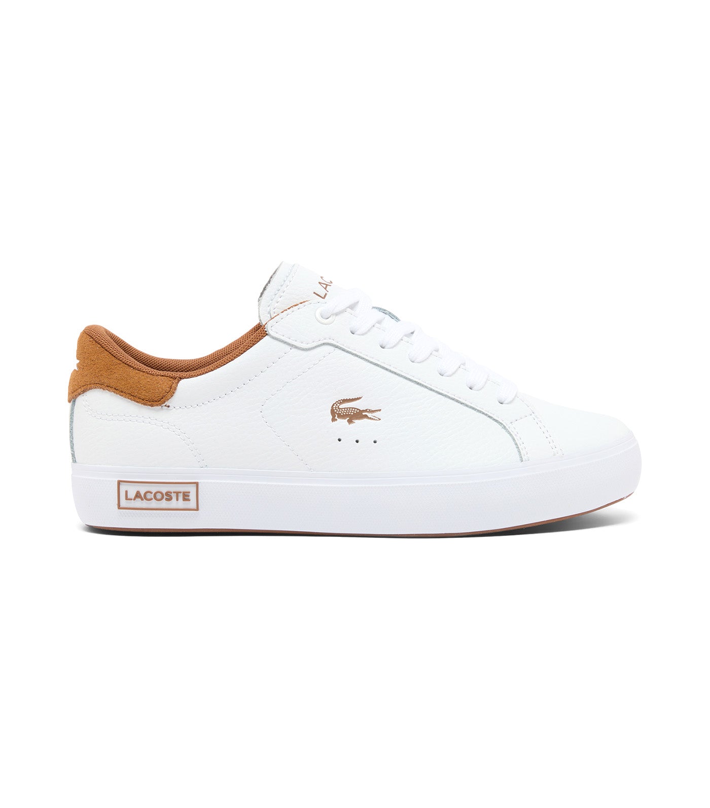 Lacoste Women's Powercourt Leather Sneakers White/Brown