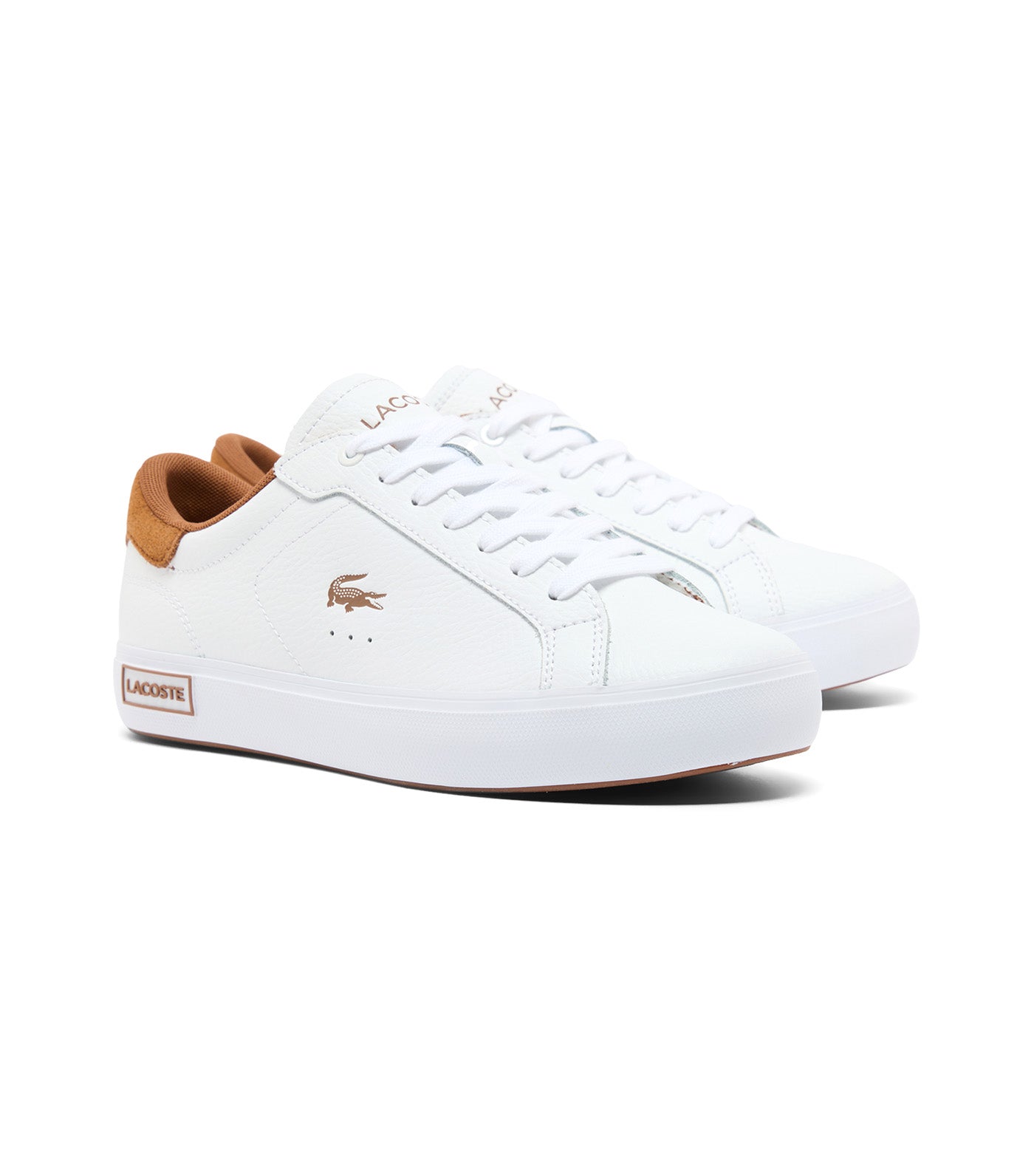 Lacoste Women's Powercourt Leather Sneakers White/Brown
