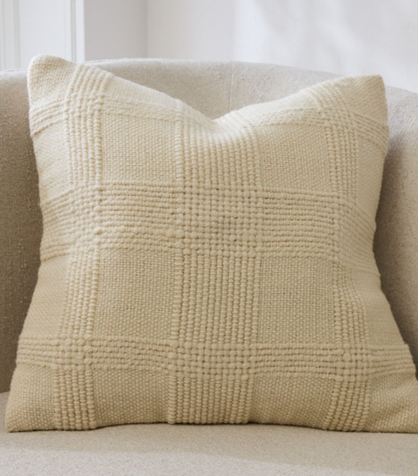 Cozy Grid Pillow Cover Alabaster