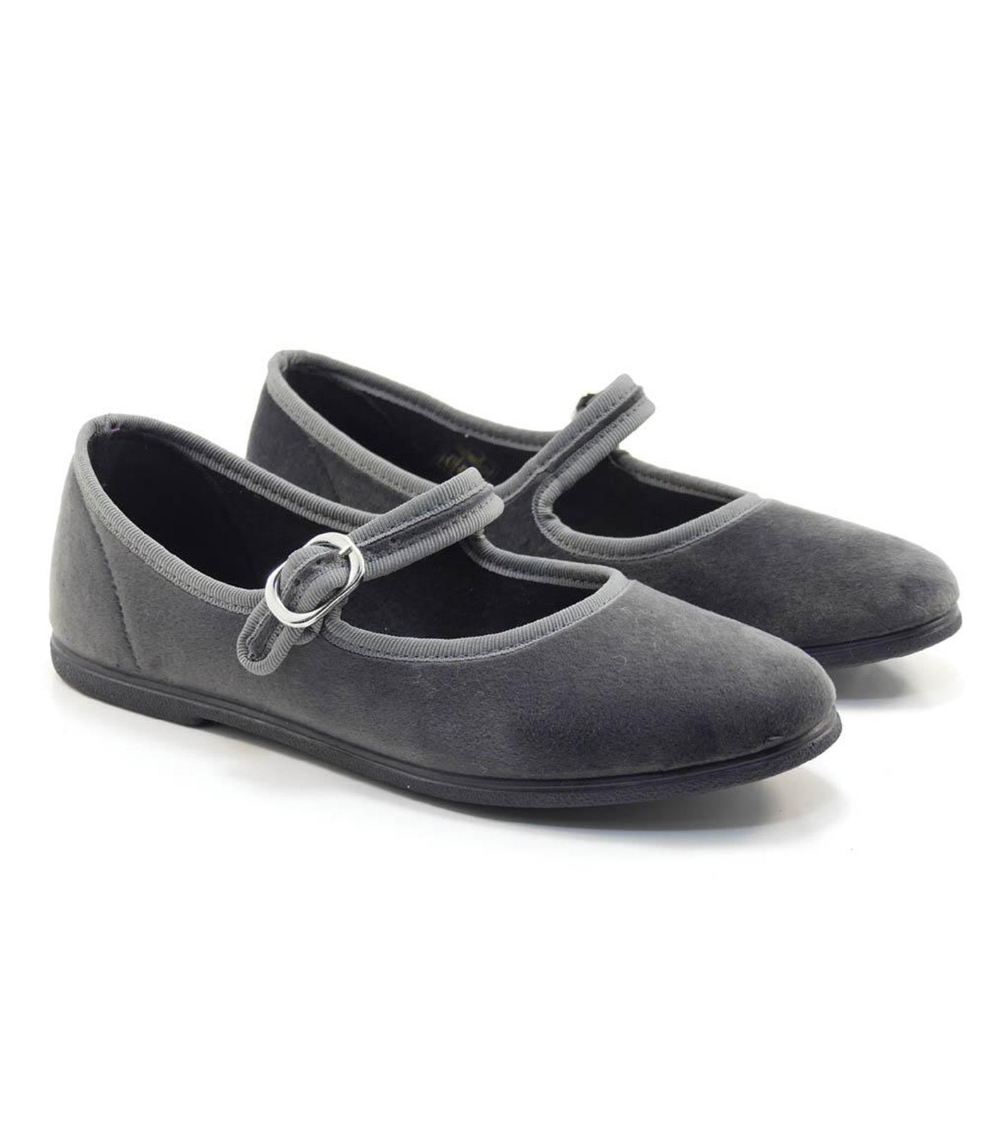 Macarena Rania Terciopelo Ballet Flats Gris