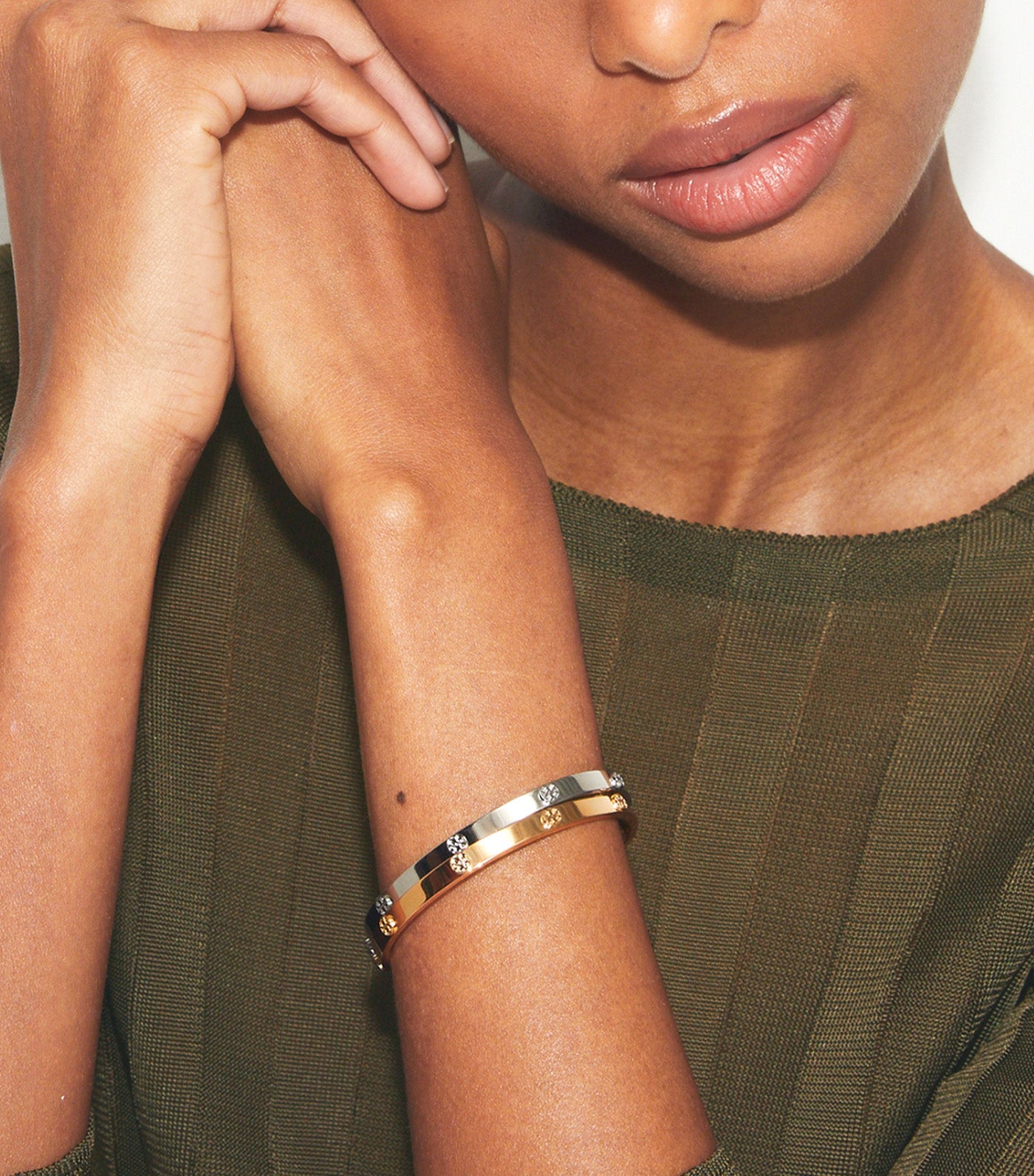 Tory Burch Thin Miller Stud Cuff Tory Silver