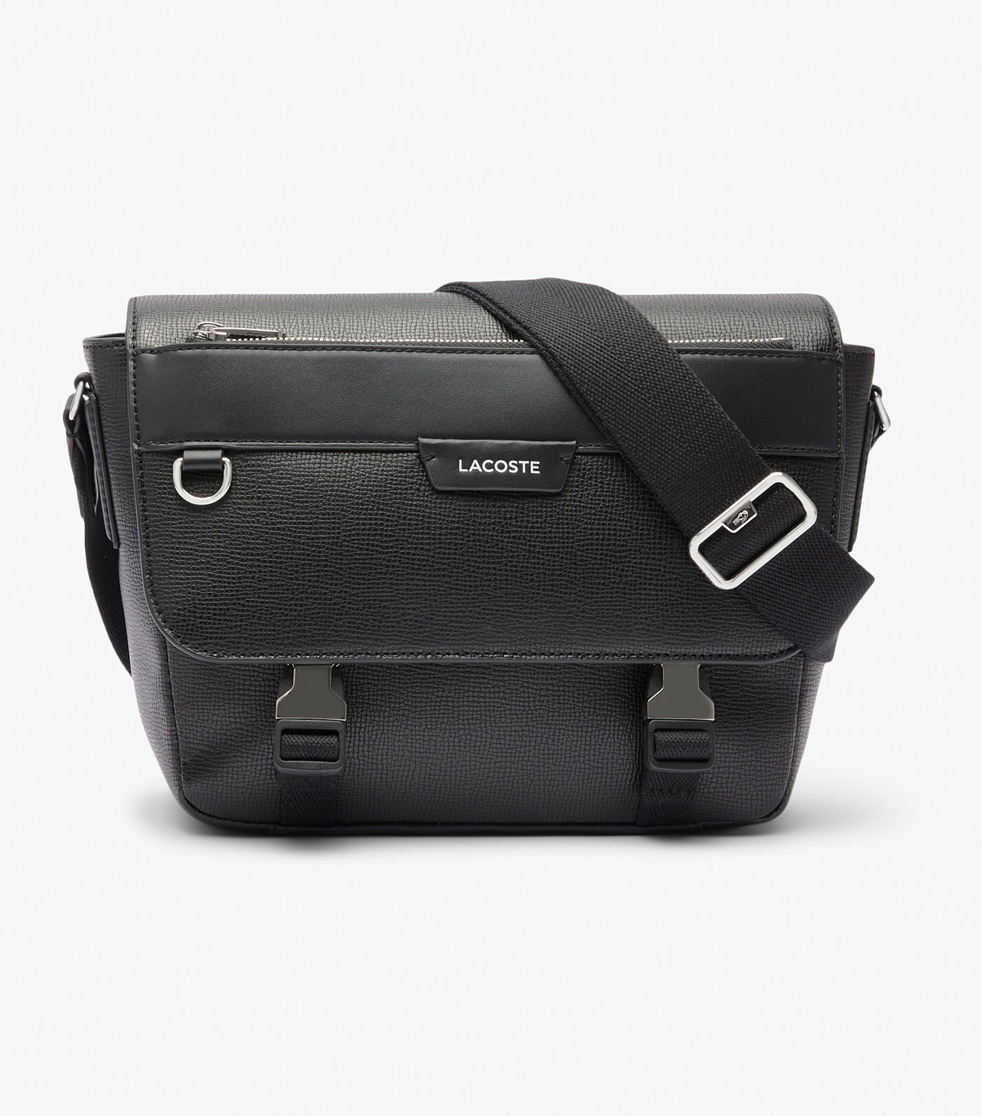 Lacoste Ossian Flap Close Leather Satchel Noir | Rustan's