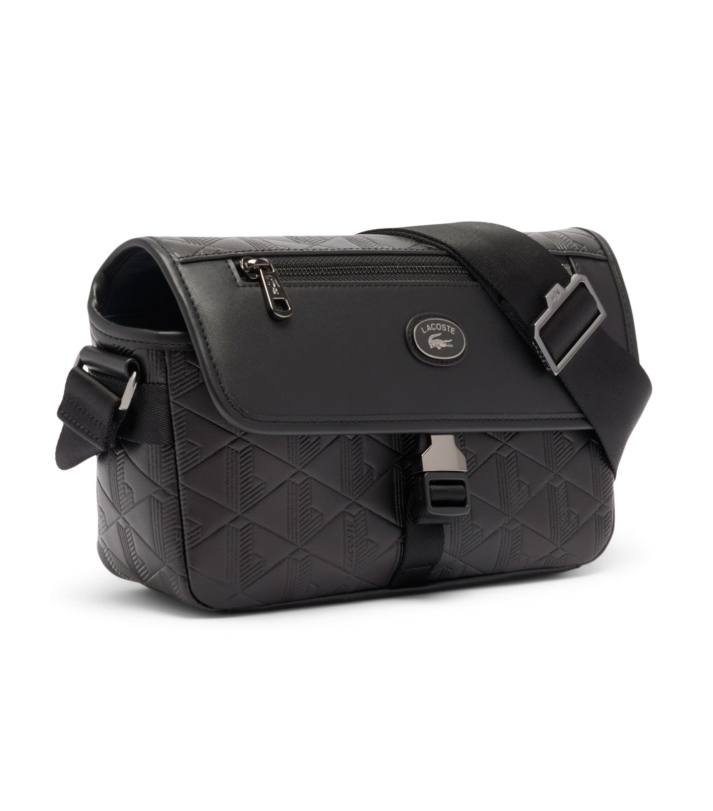 Small Monogram Leather Flap Satchel Noir