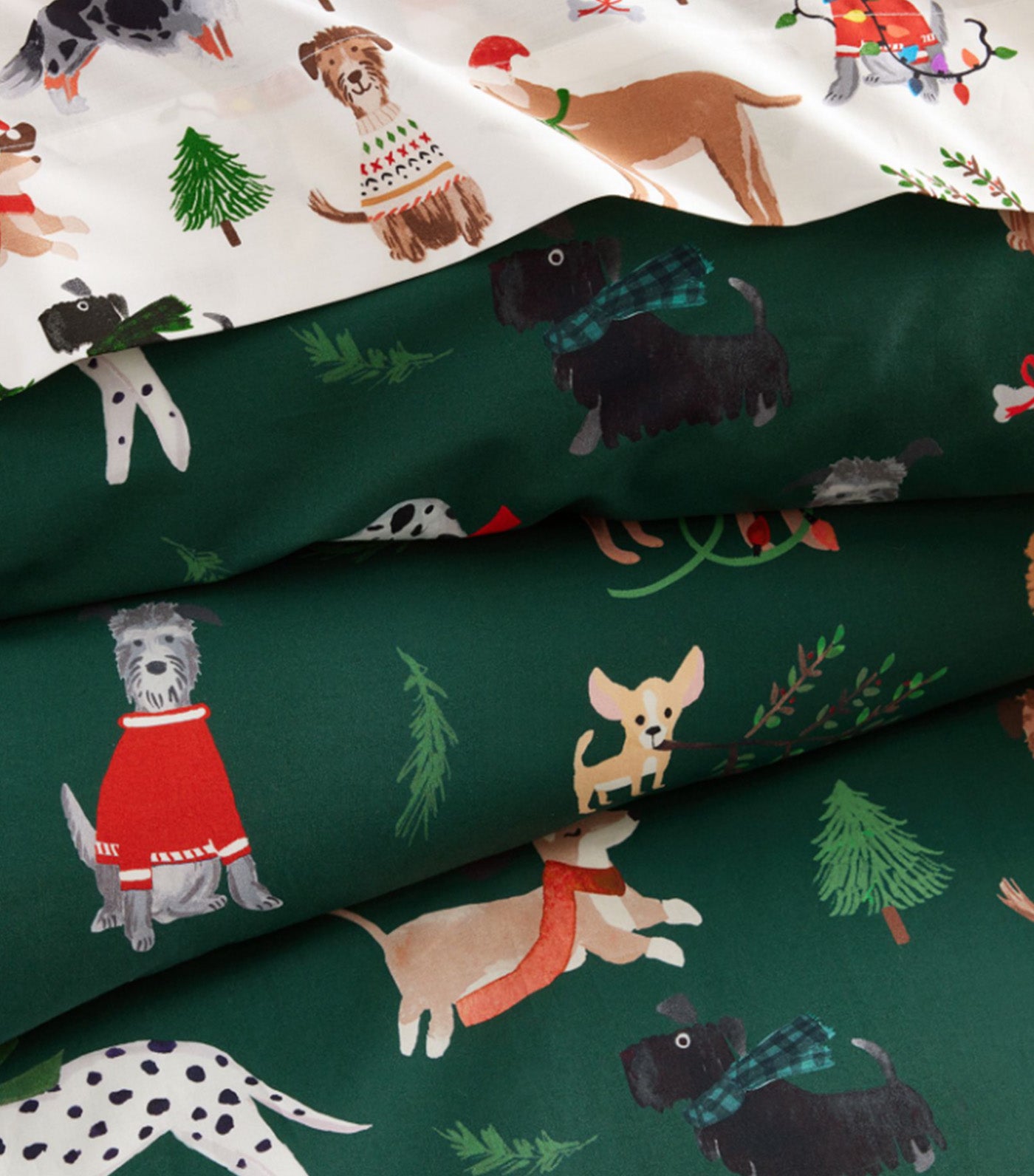 Holiday Dogs Organic Duvet Cover and Shams