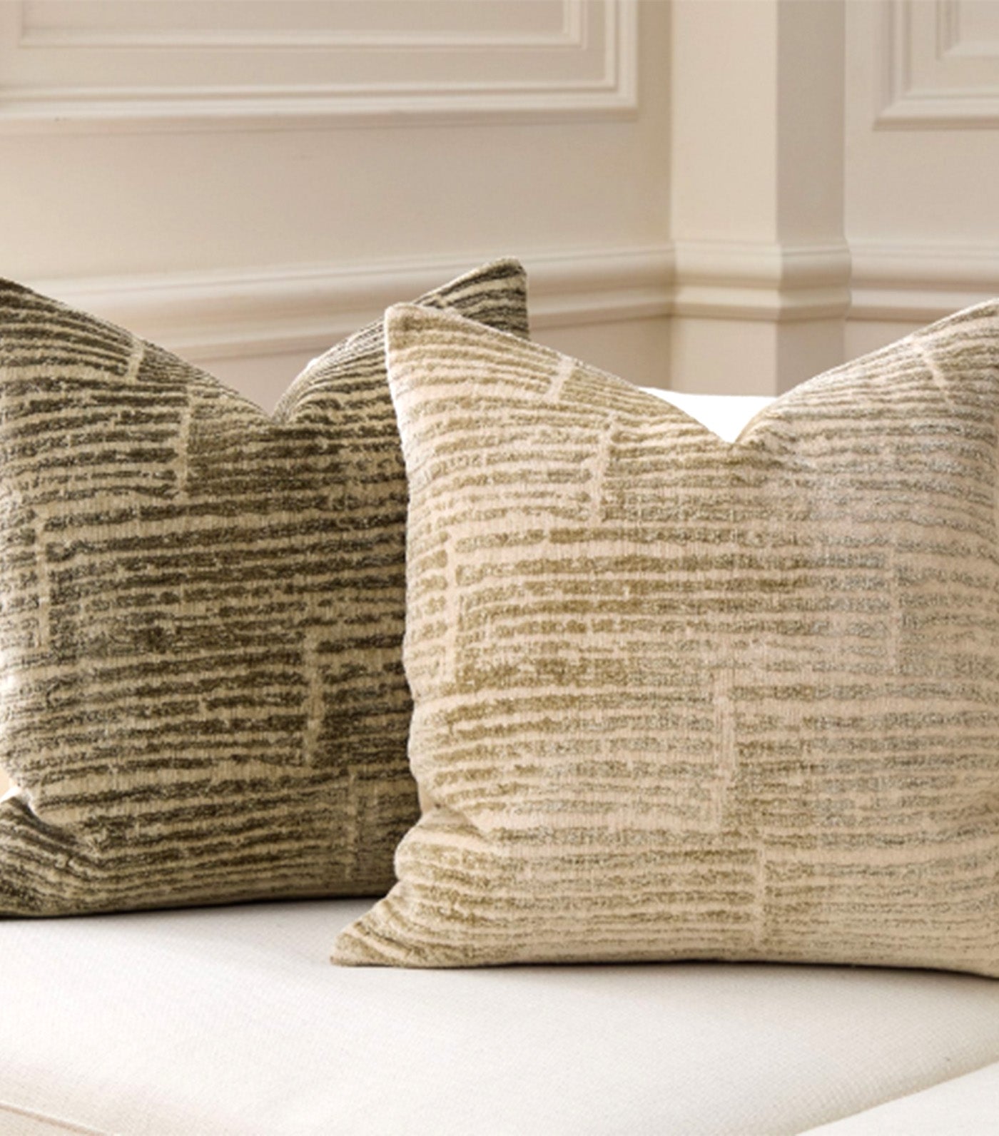 Striated Chenille Pillow Cover Taupe