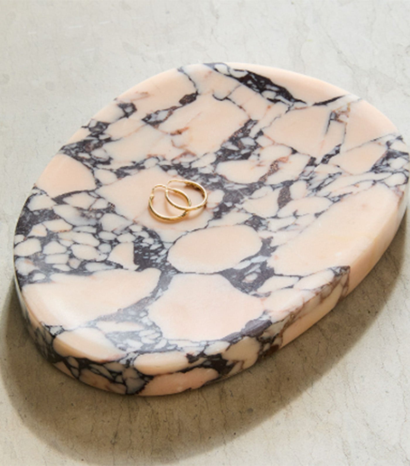 Stone Flat Marble Trays Pink/Purple Breccia