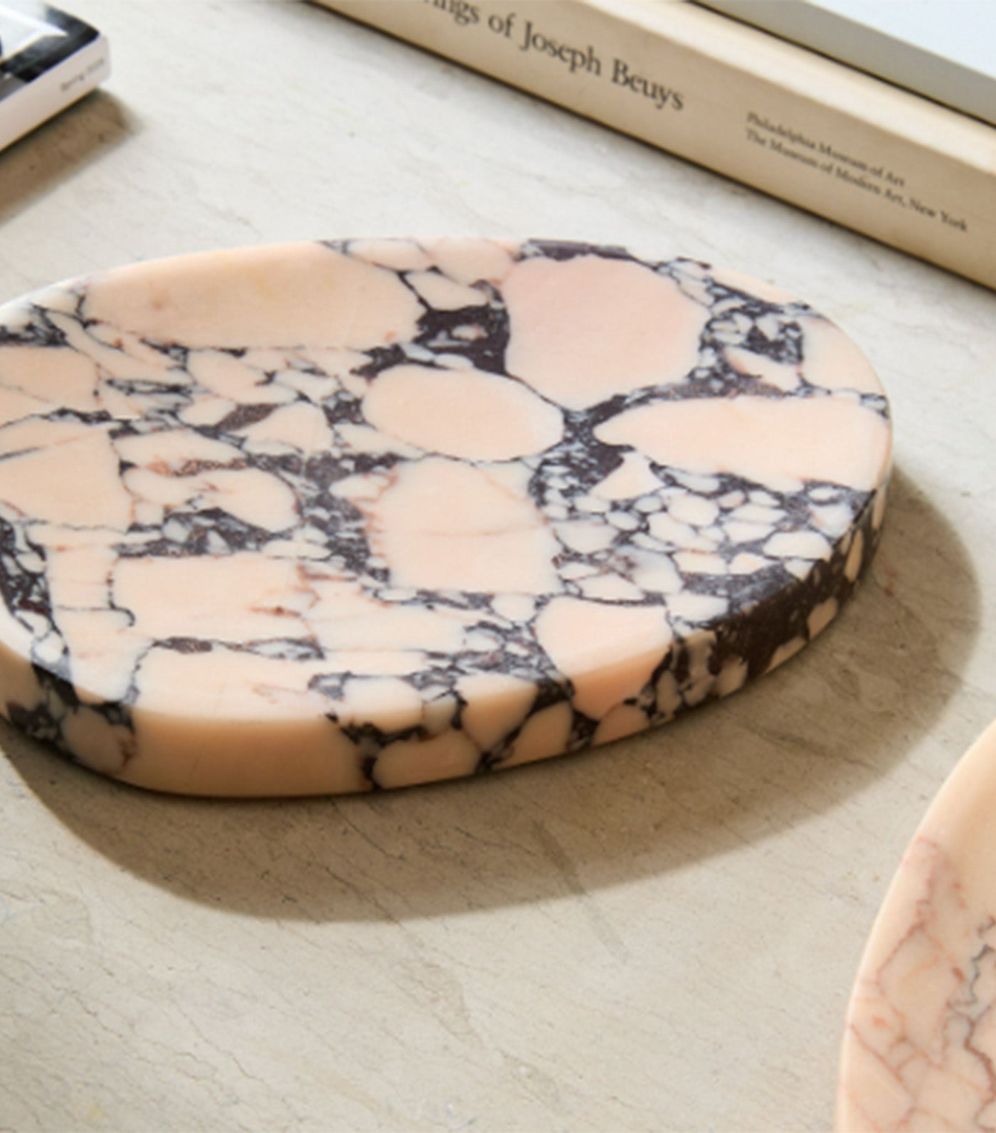 Stone Flat Marble Trays Pink/Purple Breccia