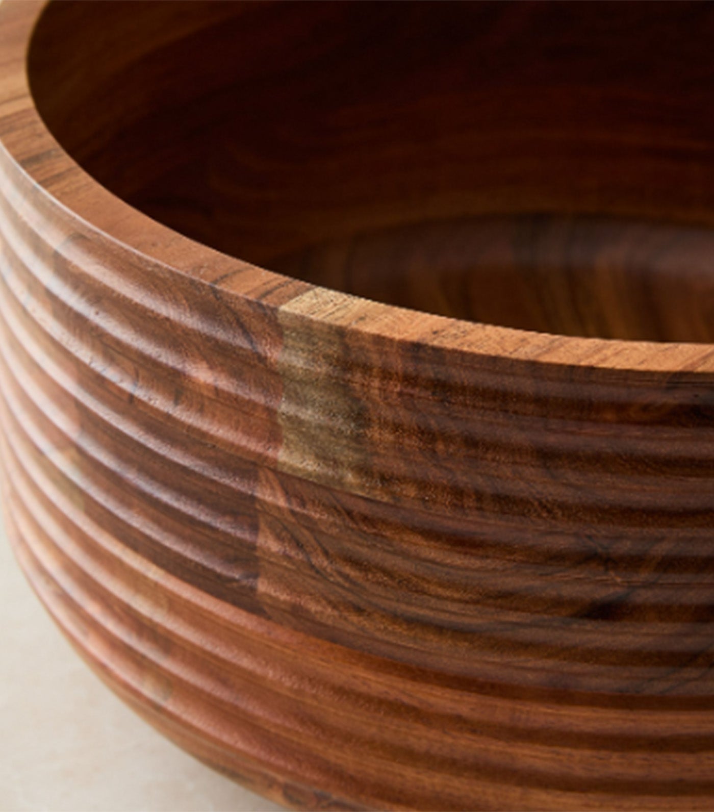 Groove Wood Salad Serve Bowl Acacia