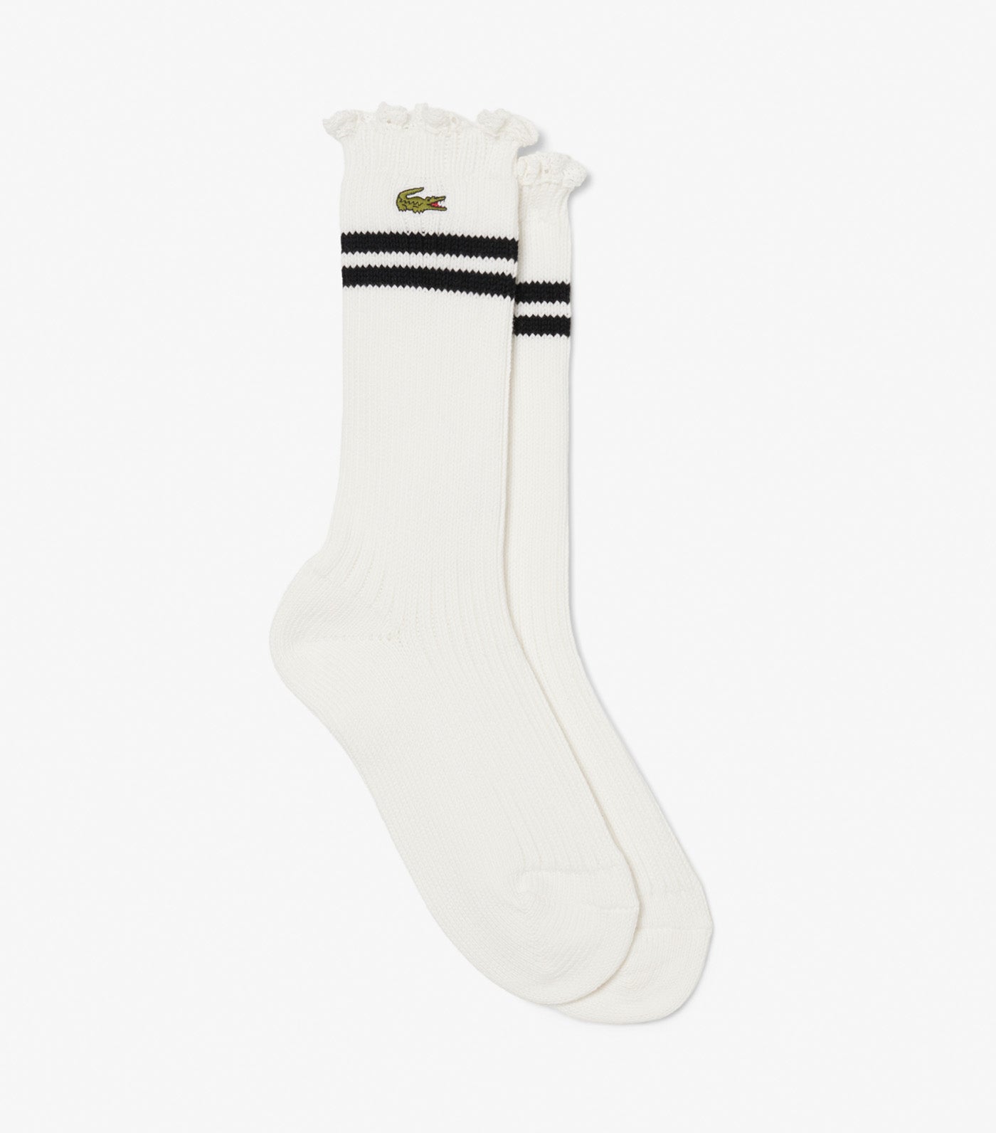 Lacoste Lace Edge Ribbed Socks Flour
