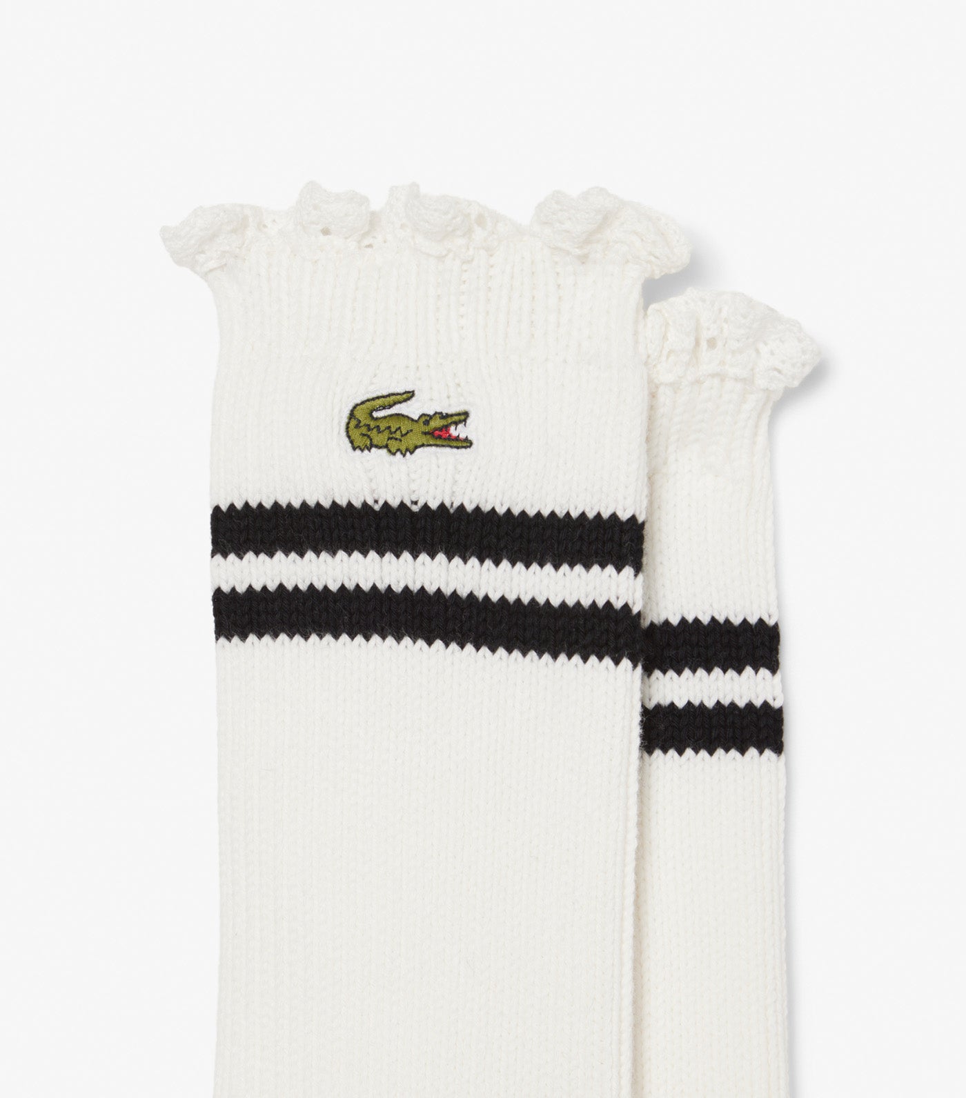 Lacoste Lace Edge Ribbed Socks Flour