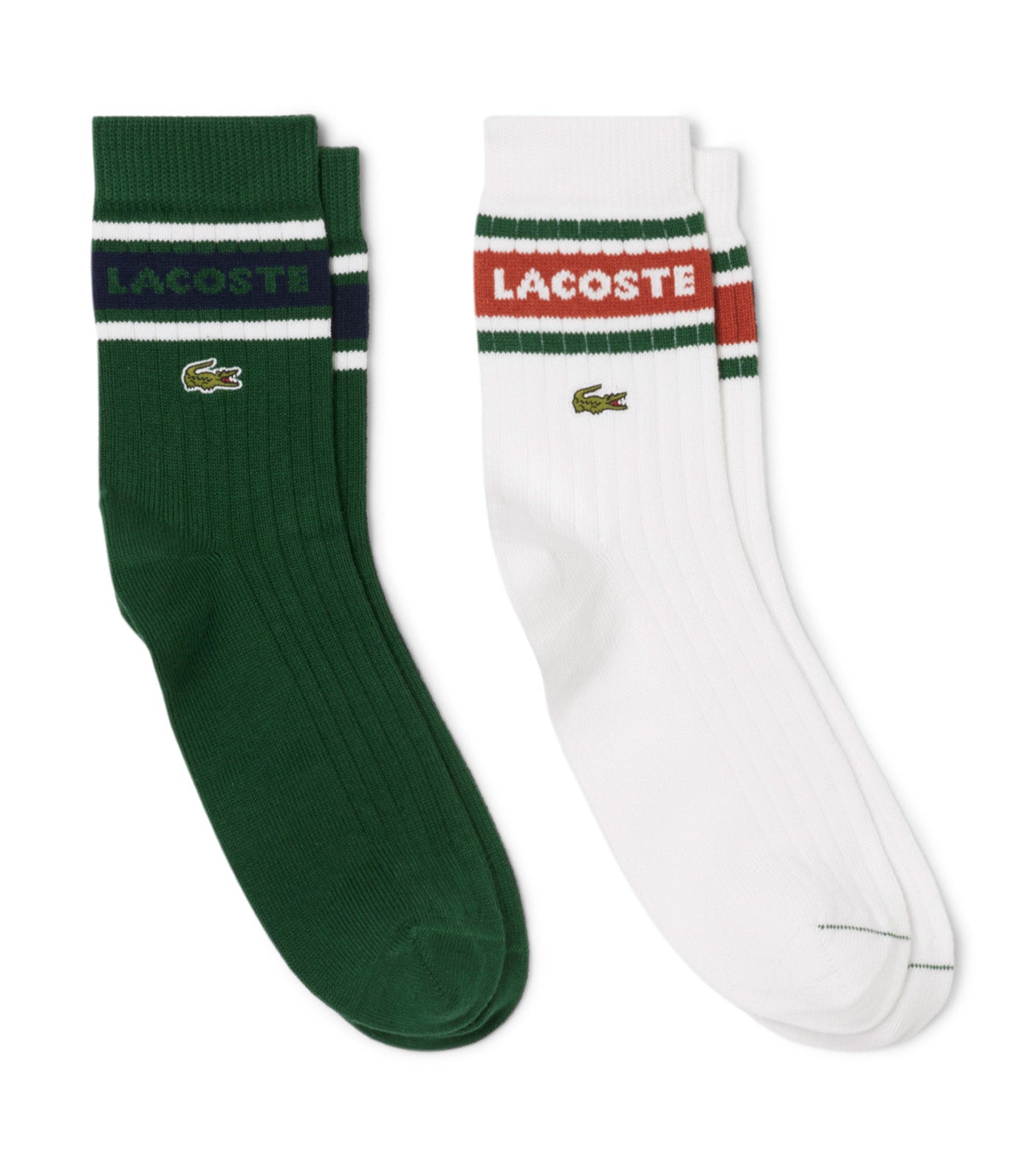 Lacoste 2-Pack Ribbed Cotton Socks Green/White/Navy Blue