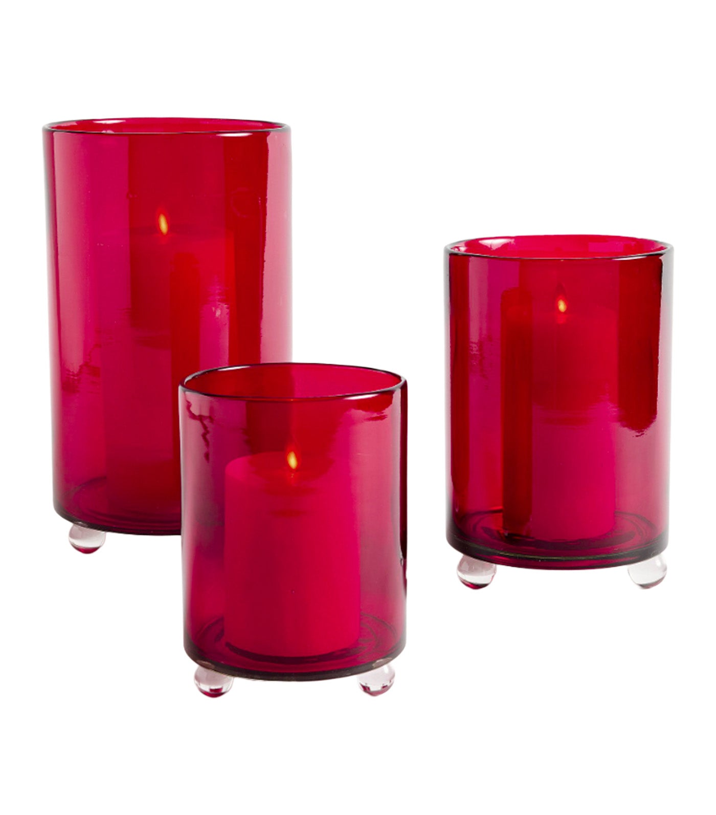 Ruby Red Glass Hurricane Candle Holder