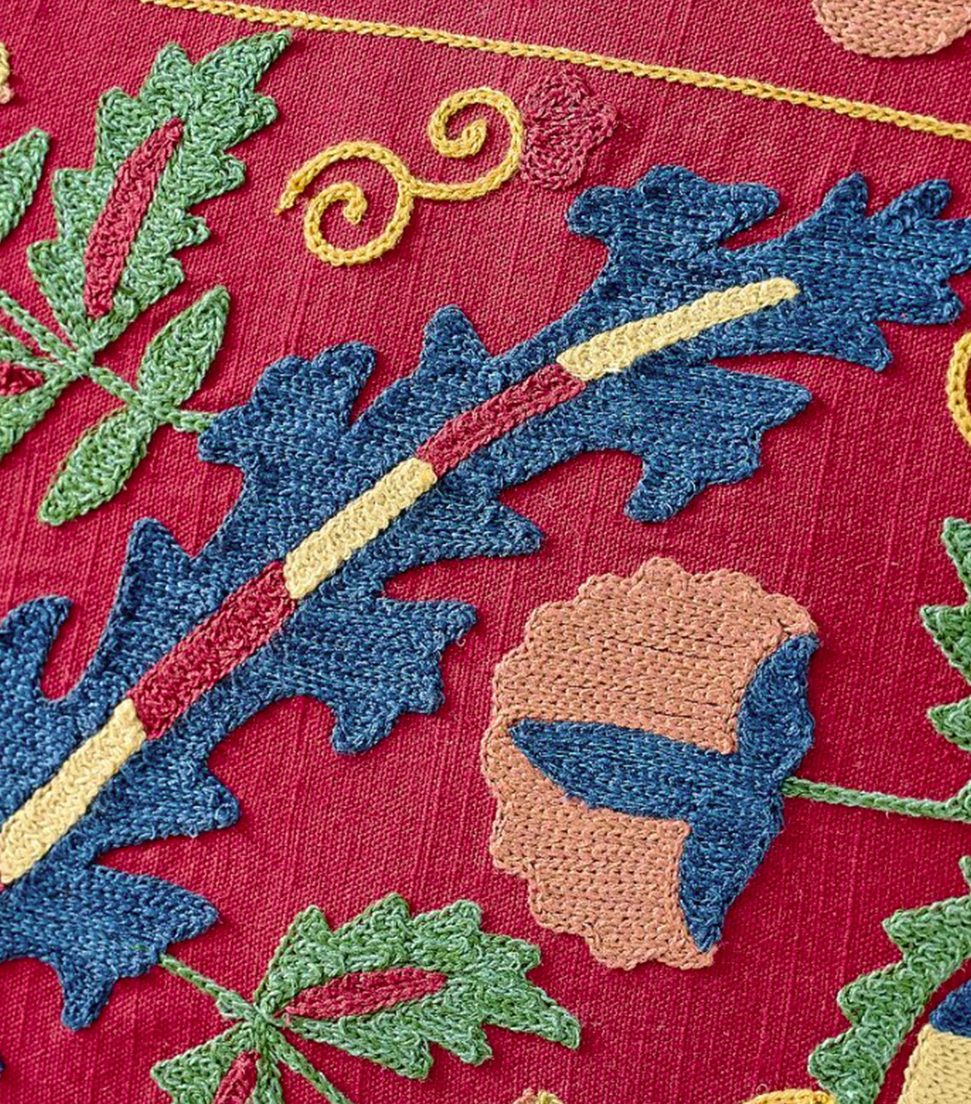 Alessia Suzani Lumbar Pillow Cover Red Multi