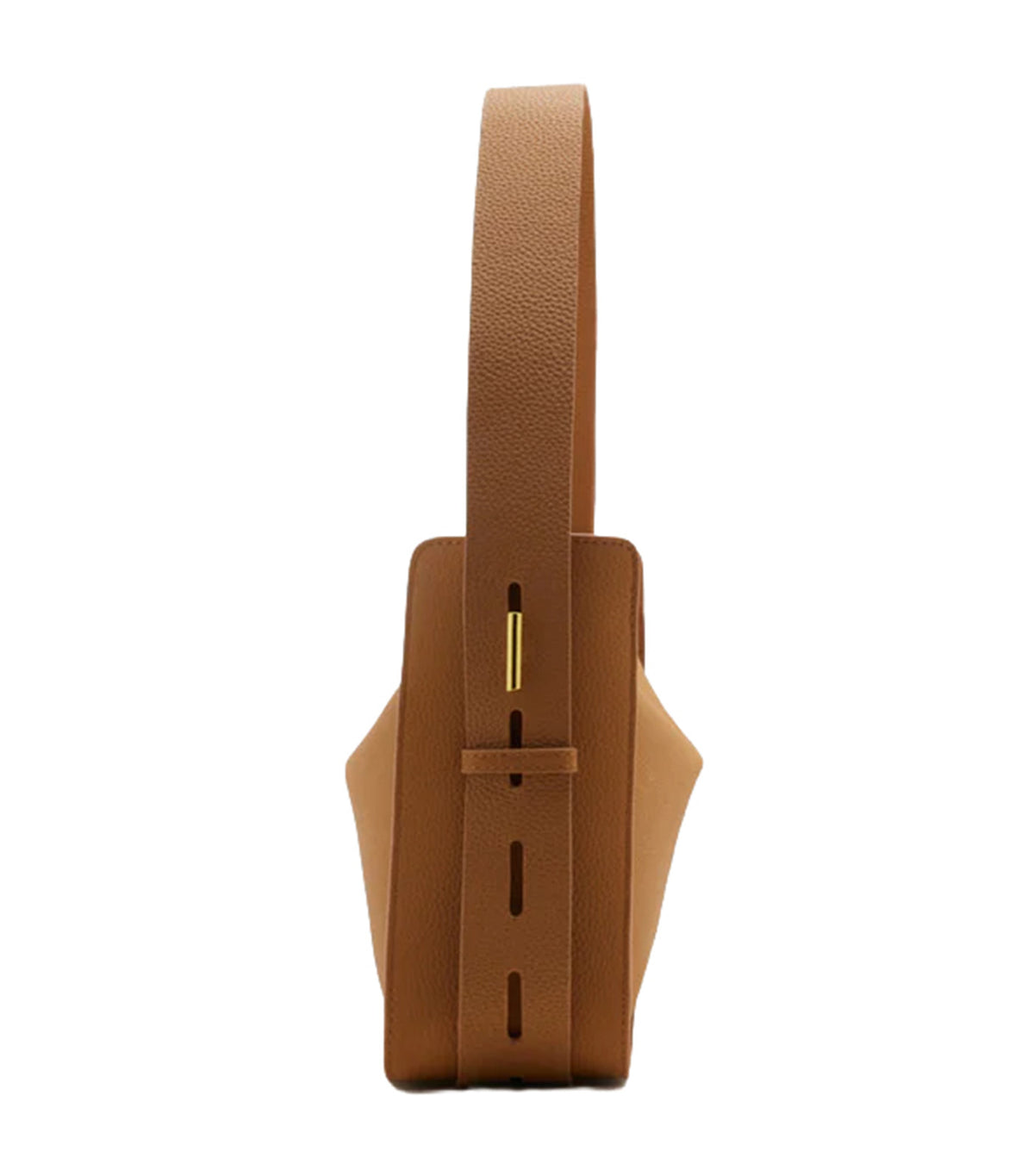 Yelivienne Twist Lock Leather Shoulder Bag Camel