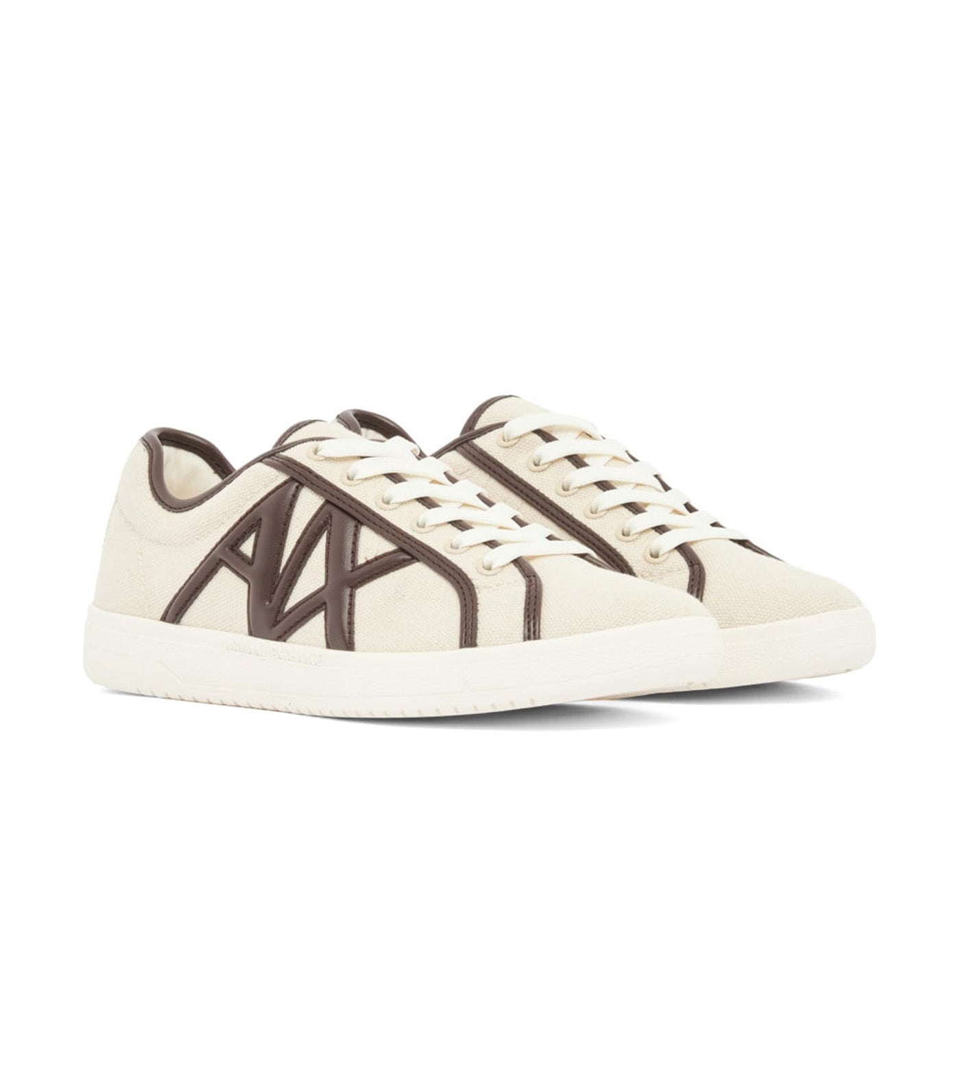 Canvas and Faux Leather Sneakers Ecru + Dusk Shade
